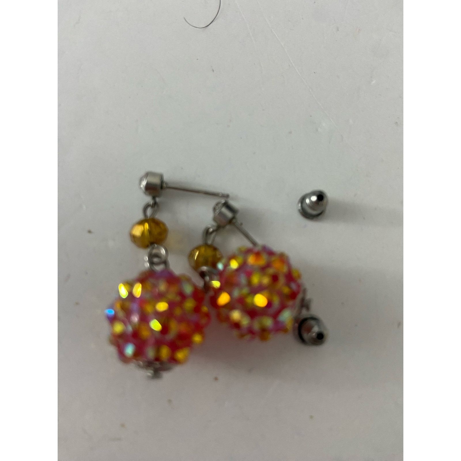 Other Bright pink rhinestone ball earrings Size ONE SIZE - 2 Thumbnail