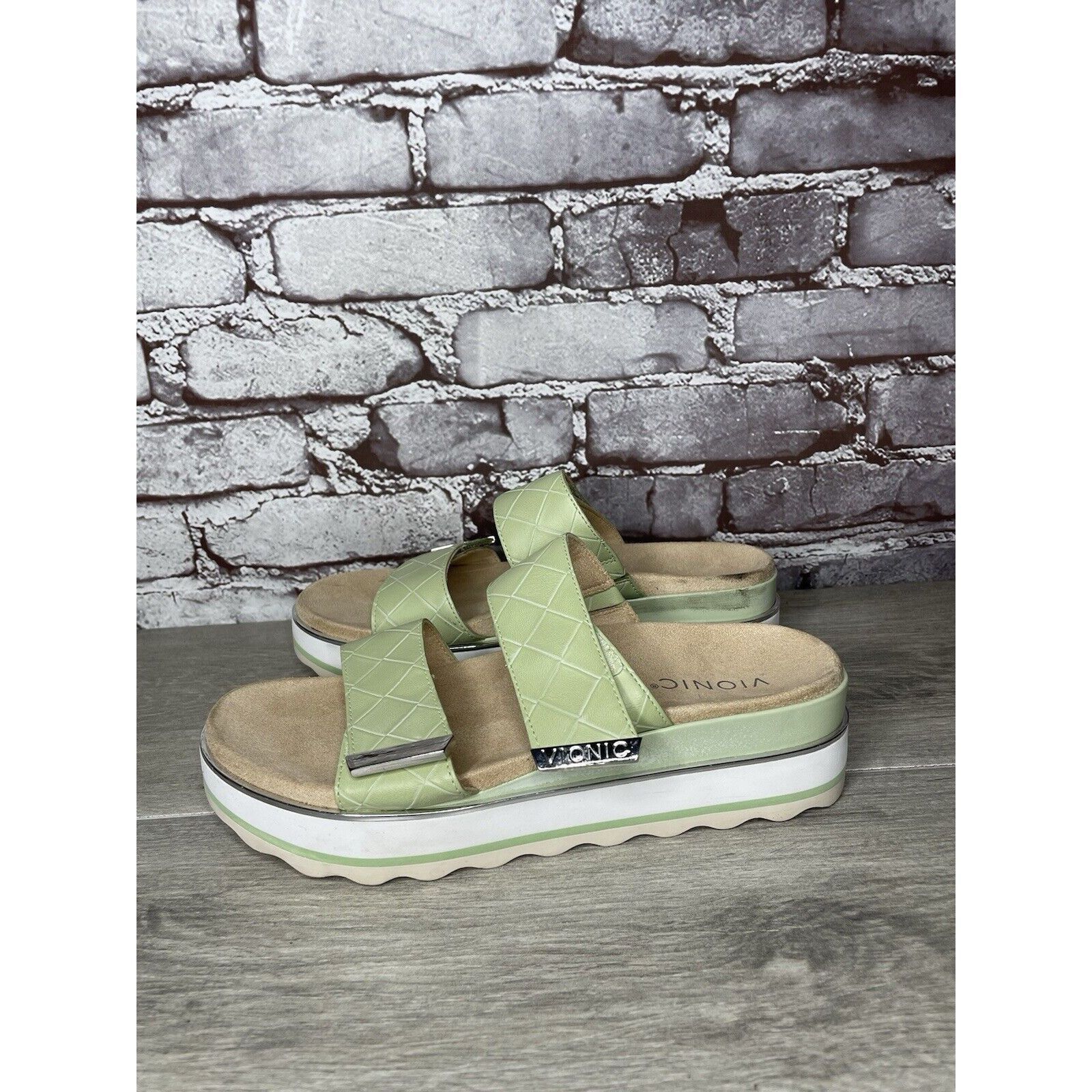Other Vionic Brandie Mint Green Double Strap Slide Vegan Sandals W Size US 8 / IT 38 - 1 Thumbnail