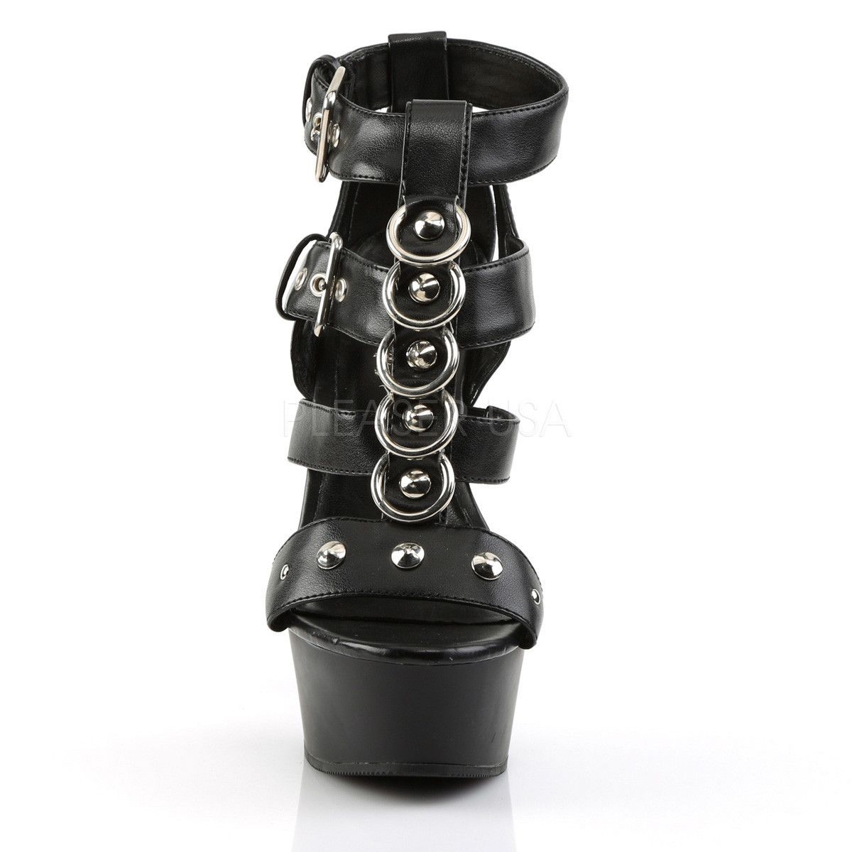 Other Delight 658 Black Cage Strap 6" High Heel Shoe Bull Ring Det Size US 9 / IT 39 - 3 Thumbnail
