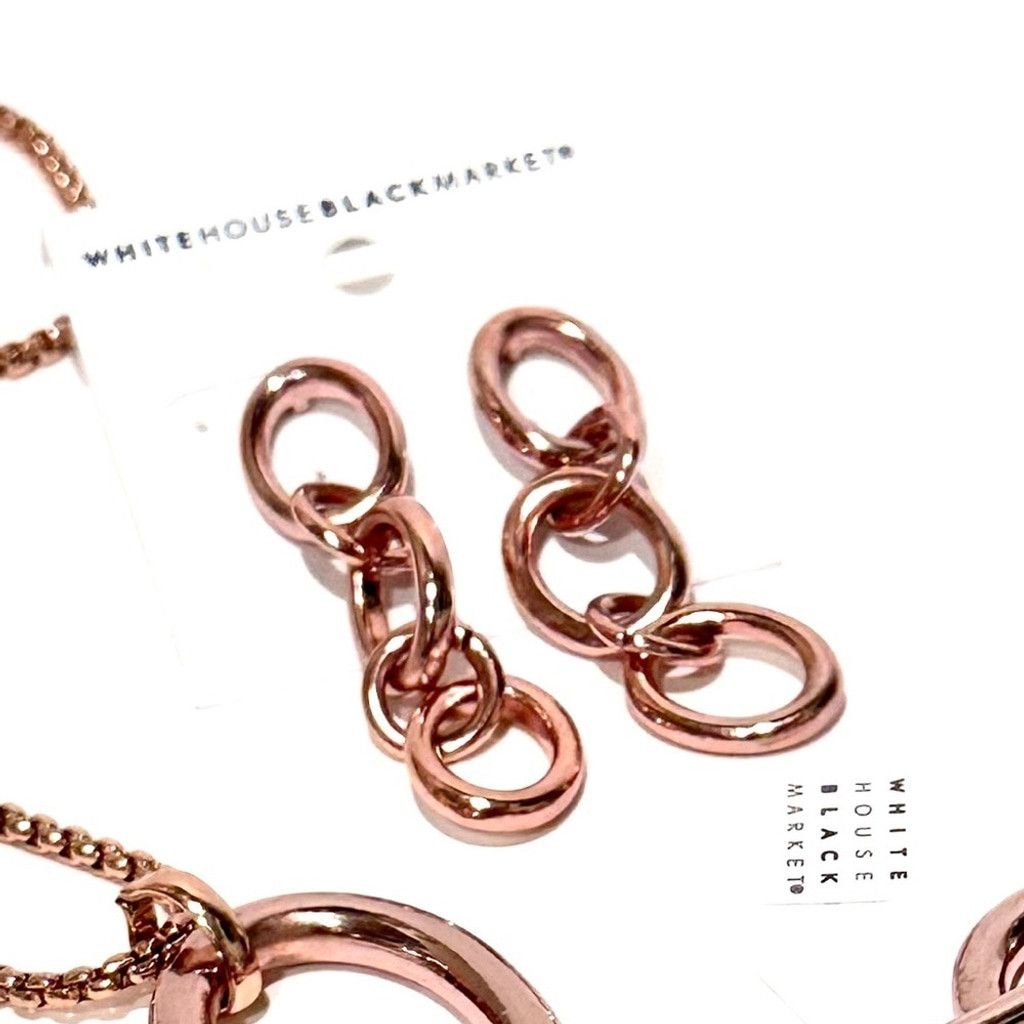 White House Black Market WHBM Rose Gold Oval Link Dangle Earrings NWT Size ONE SIZE - 2 Thumbnail