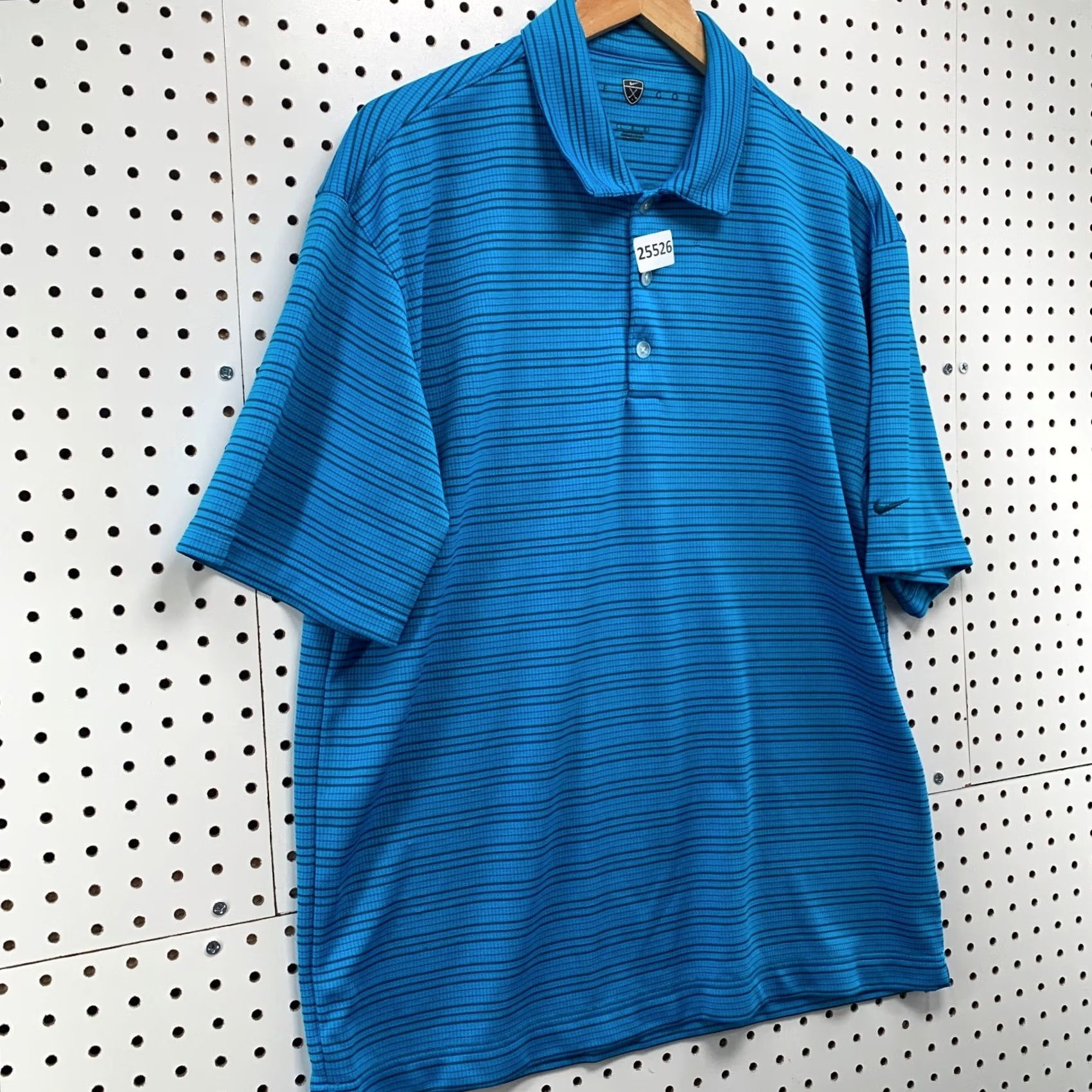 Nike Nike Golf Polo Shirt Mens Large Blue Striped Perforated Tectured Collared 23x31 Size US L / EU 52-54 / 3 - 6 Thumbnail