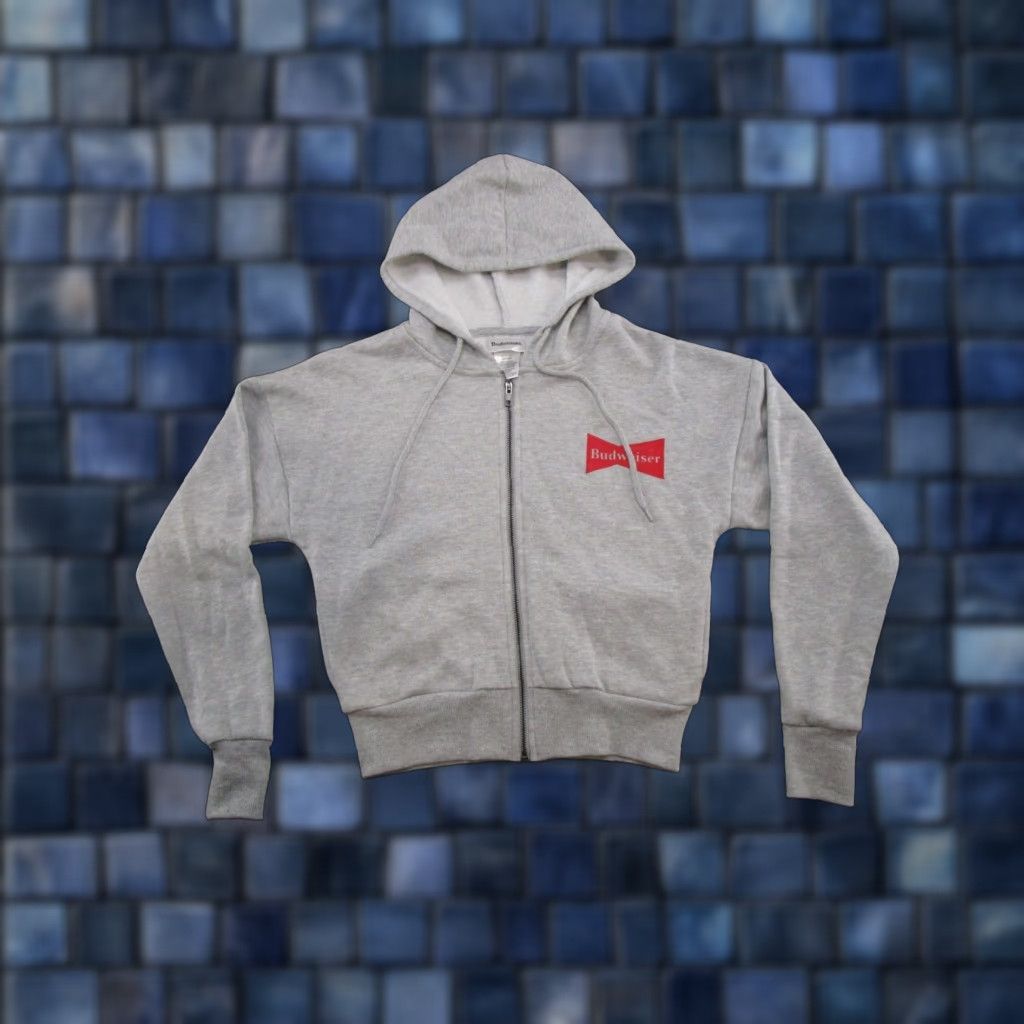 Budweiser Budweiser Nothing Beats a Bud Full Zip Up Hoodie Women's Size S Gray Cotton Blend Zipper Beer Theme 90s? Size S / US 4 / IT 40 - 1 Thumbnail