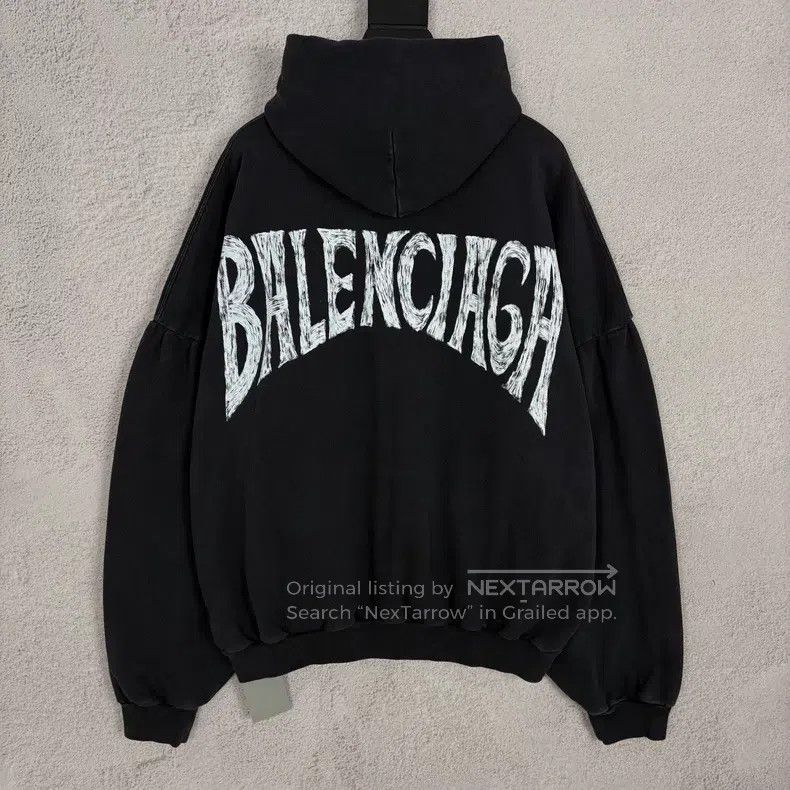 Balenciaga Balenciaga Sunset Tower Pattern Graffiti Black Hoodie Size US M / EU 48-50 / 2 - 2 Thumbnail