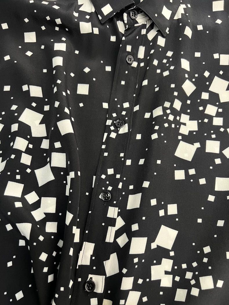 Saint Laurent Paris Saint Laurent Silk Black White Square Shirt- Size US XL / EU 56 / 4 - 4 Thumbnail