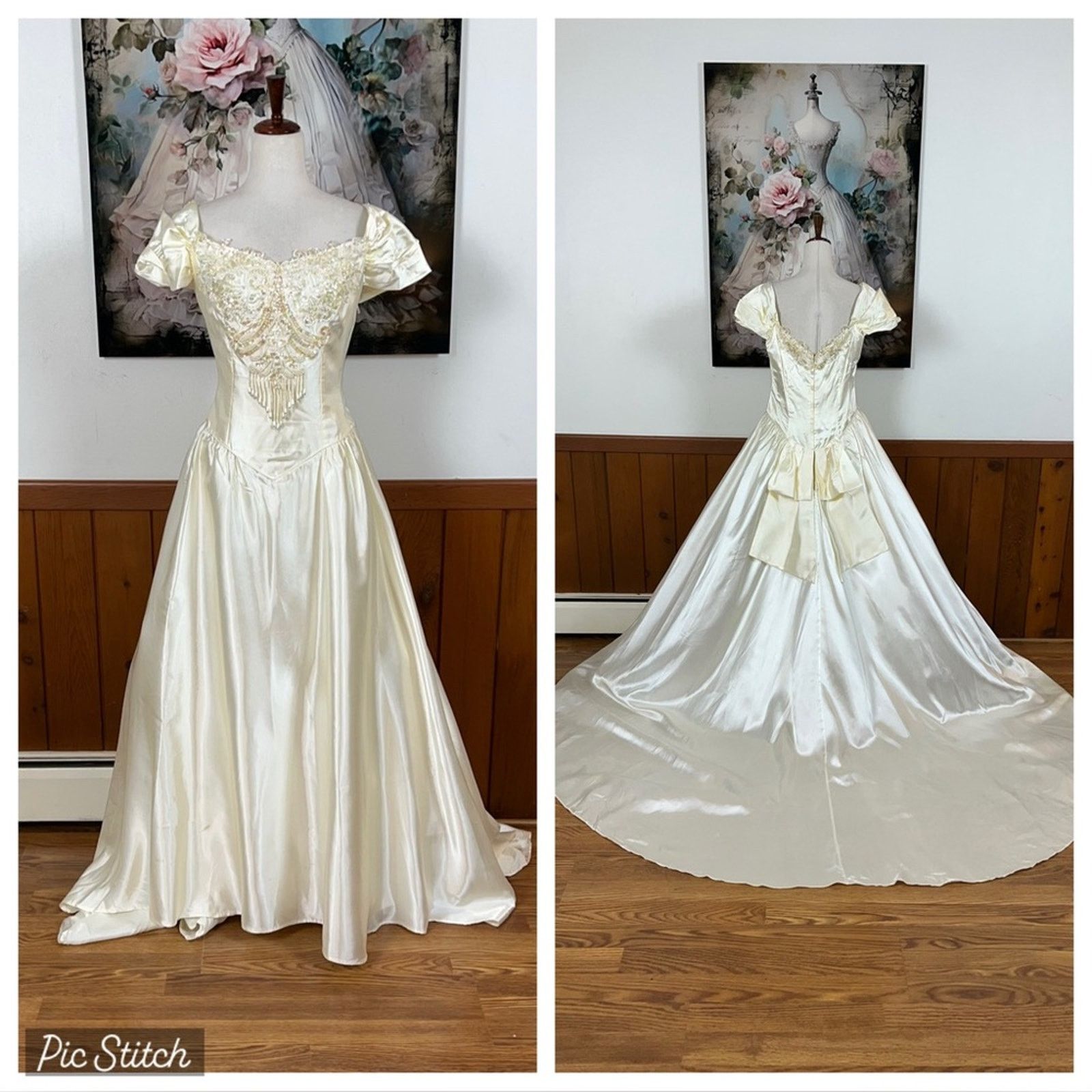 Other Vintage 1980s Alfred Angelo Ivory Satin Wedding Gown! Size XXL / US 16-18 / IT 52-54 - 1 Thumbnail