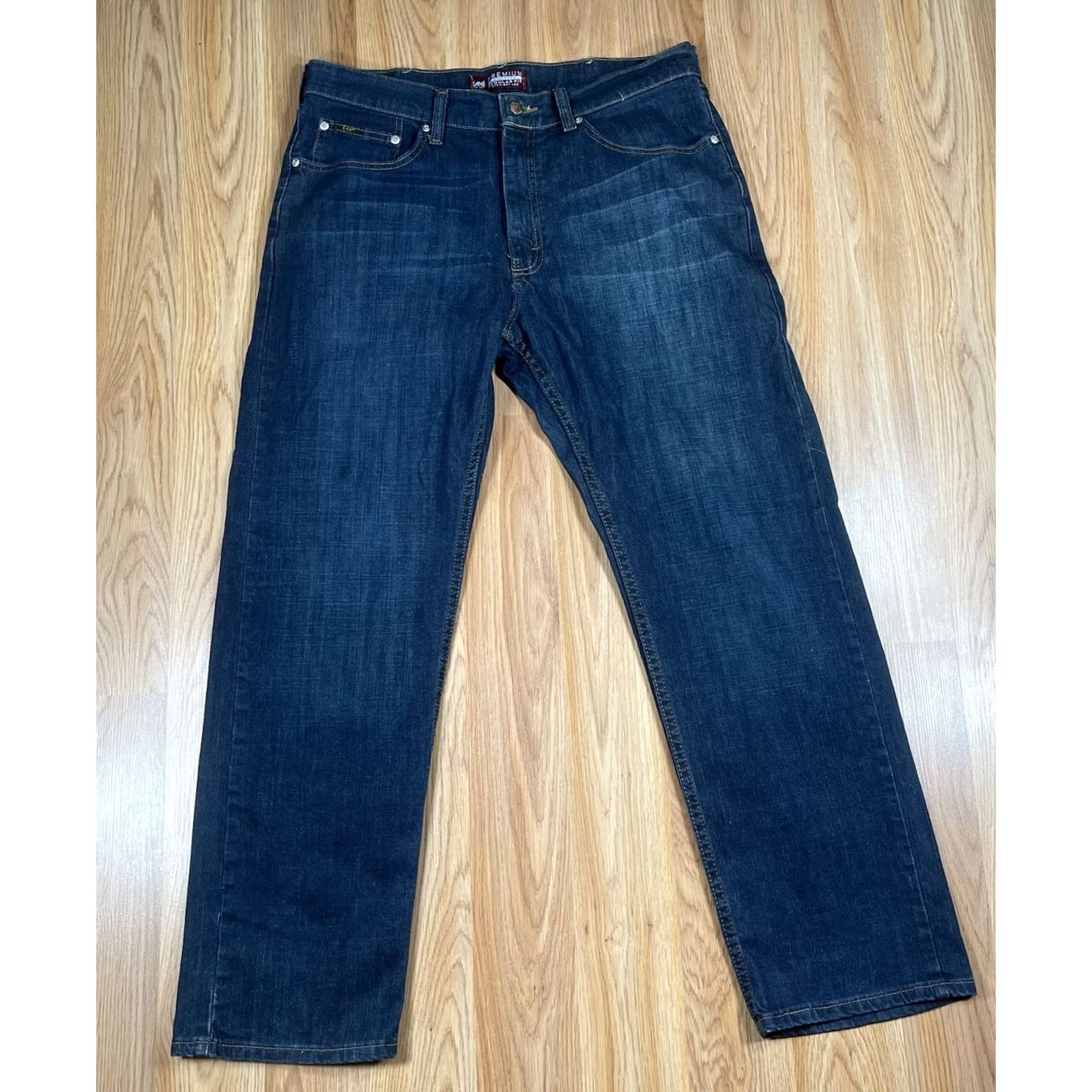 Lee Lee Premium Jeans Mens 34Wx30L Regular Fit Straight Leg Stretch Blue Denim Pants Jeans Size US 34 / EU 50 - 2 Thumbnail
