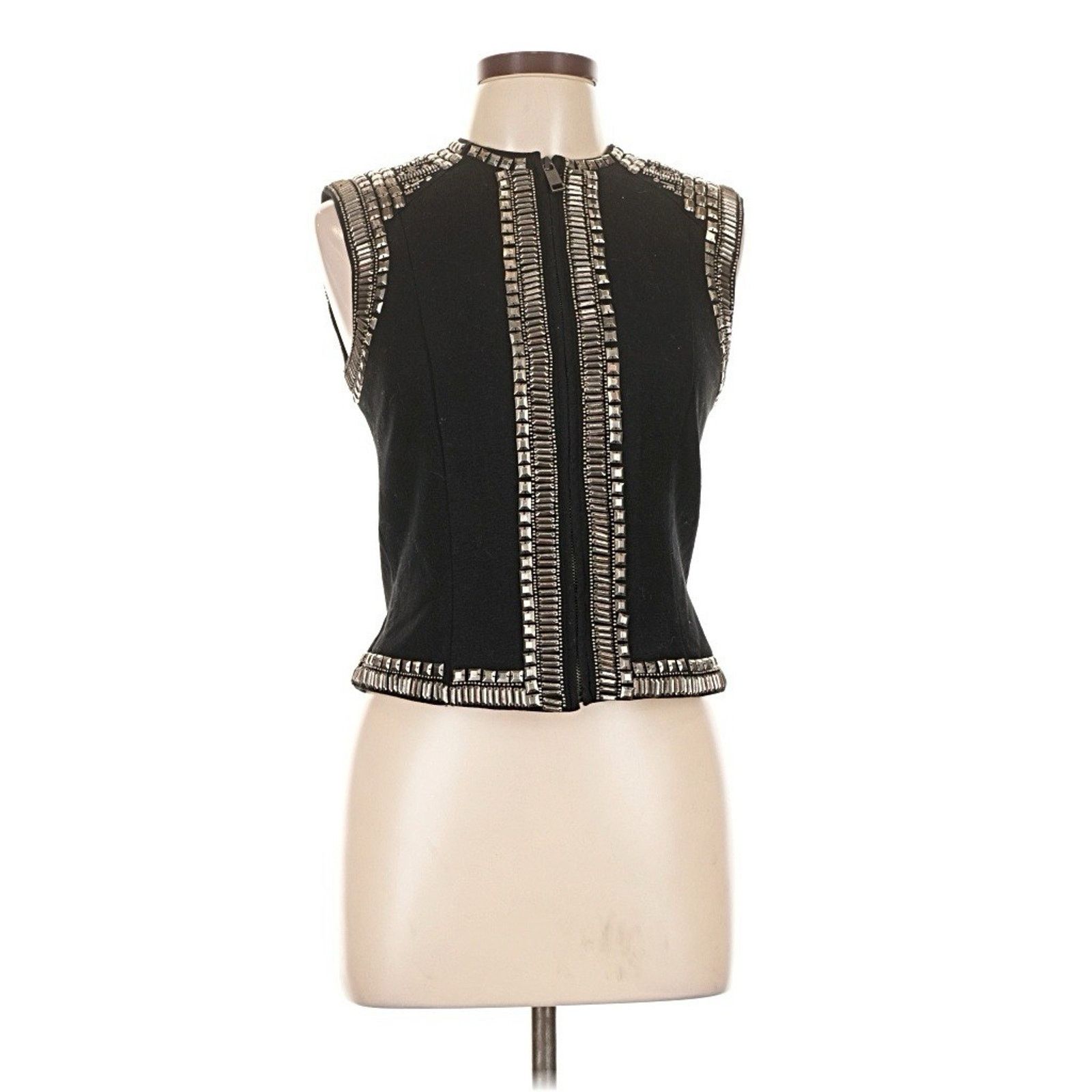 H&M NWT H&M Icons Black Silver Studded Rocker Vest 10 Size L / US 10 / IT 46 - 2 Thumbnail