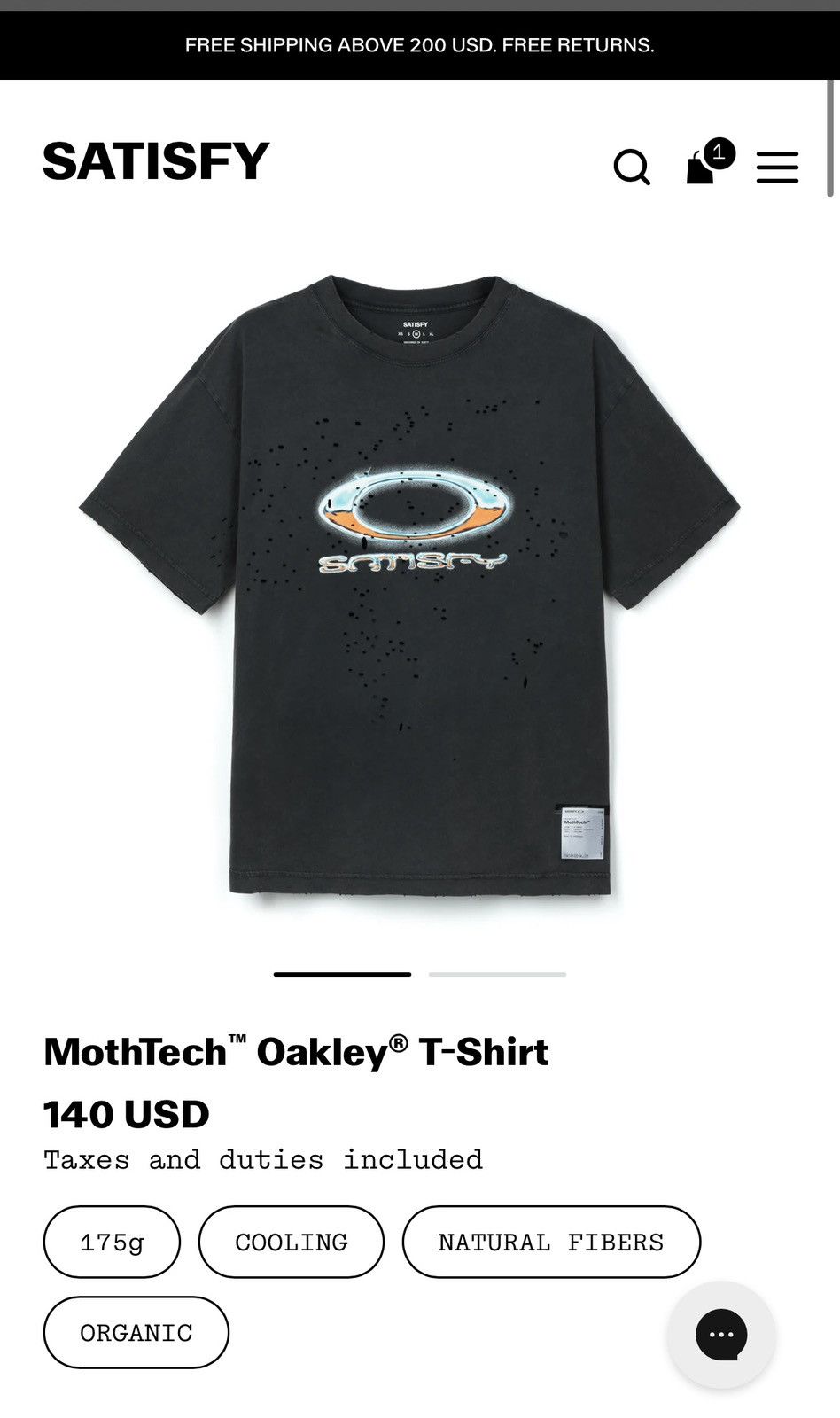 Satisfy x Oakley MothTech T-shirt Large
