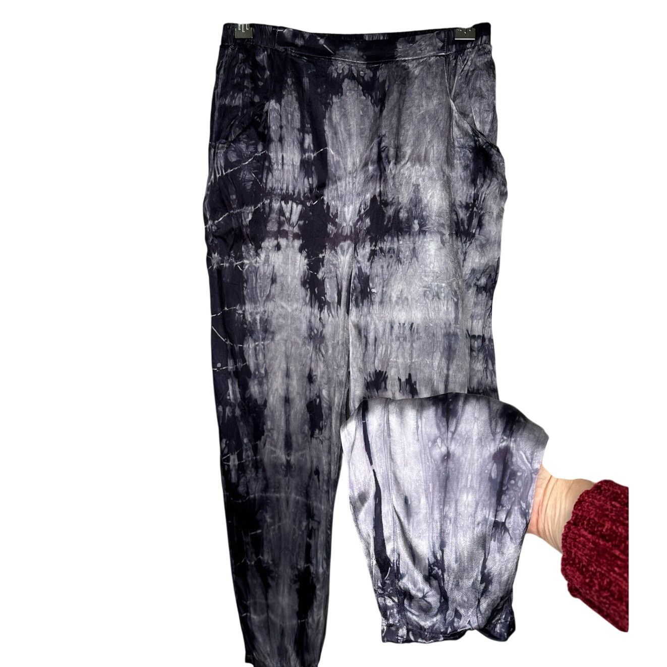 Nation LTD Nation Ltd Purple Cream Tie Dye Satin Elastic Waist Pants S Size 27" / US 4 / IT 40 - 1 Thumbnail