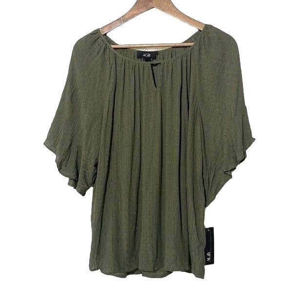 Other AGB Blouse Olive Green Flutter Sleeves NWT Medium Size M / US 6-8 / IT 42-44 - 1 Preview