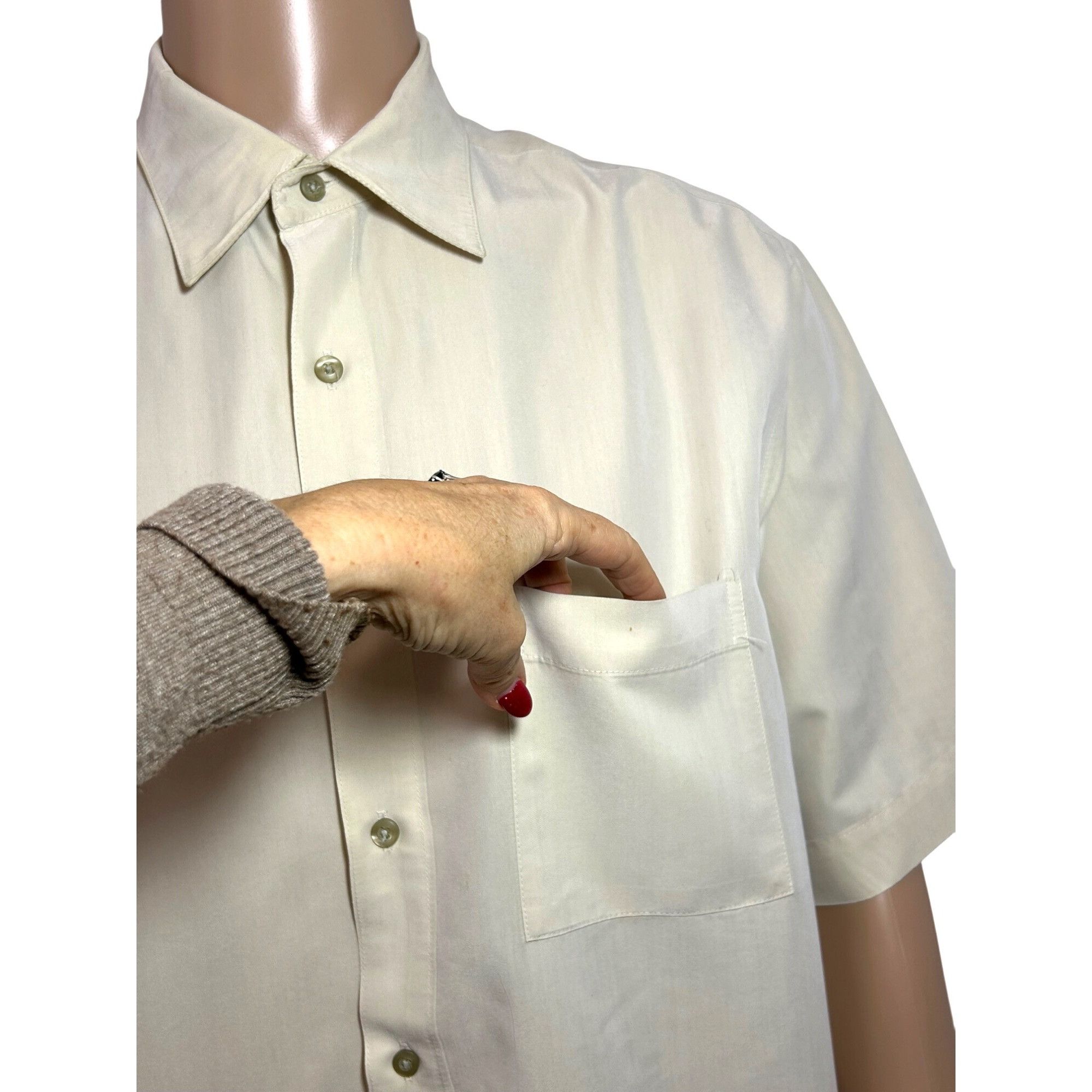 Alfani Alfani Men’s Button Up Shirt L Pale Yellow Short Sleeve Vtg Size US L / EU 52-54 / 3 - 8 Thumbnail