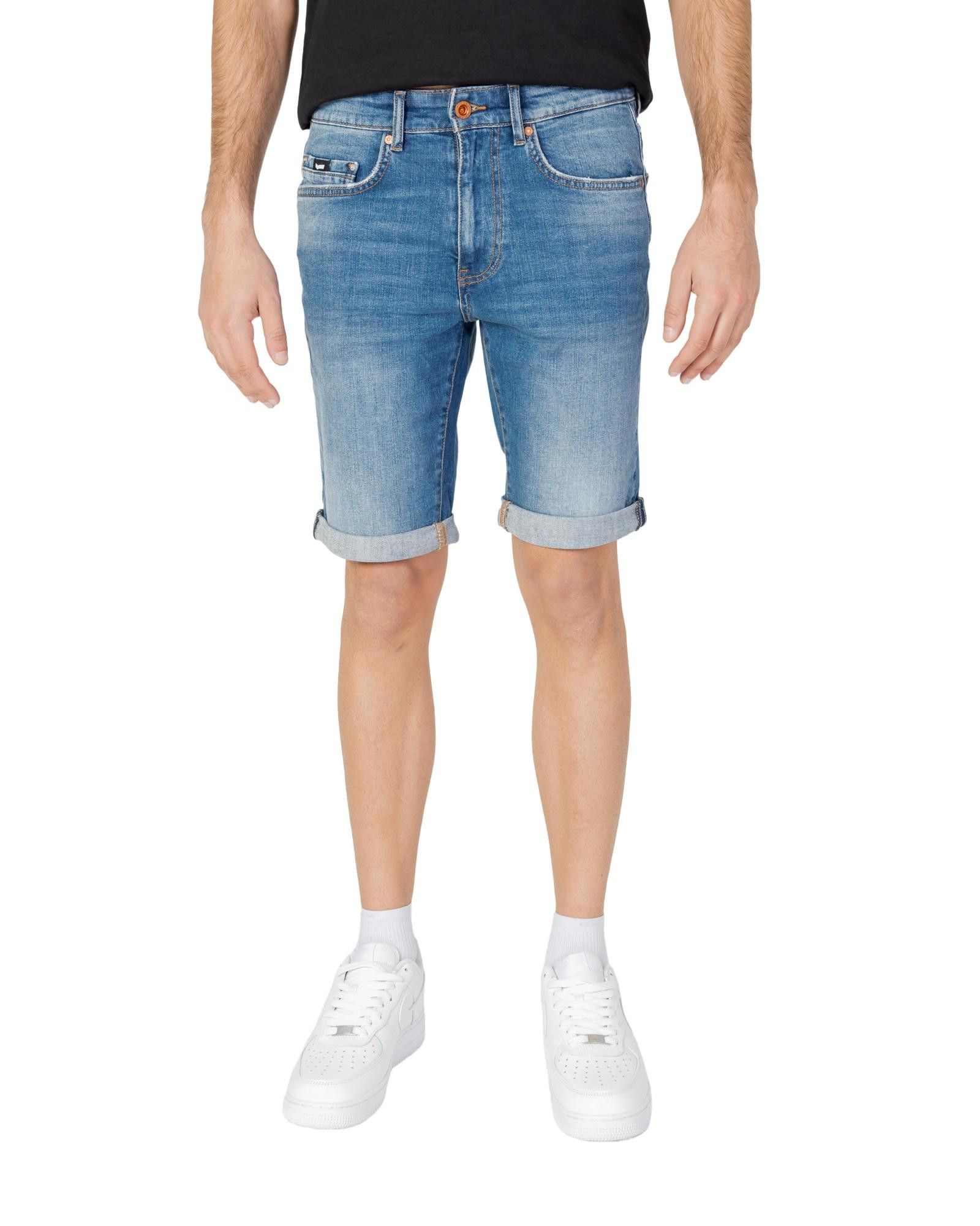 image of Gas Blue Cotton Shorts With Front And Back Pockets in Light Blue, Men's (Size 33)