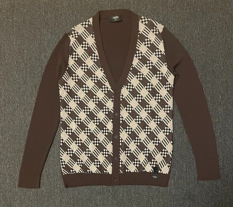 Fendi Fendi Argyle Pattern Cardigan Sweater-yf Size US M / EU 48-50 / 2 - 1 Thumbnail
