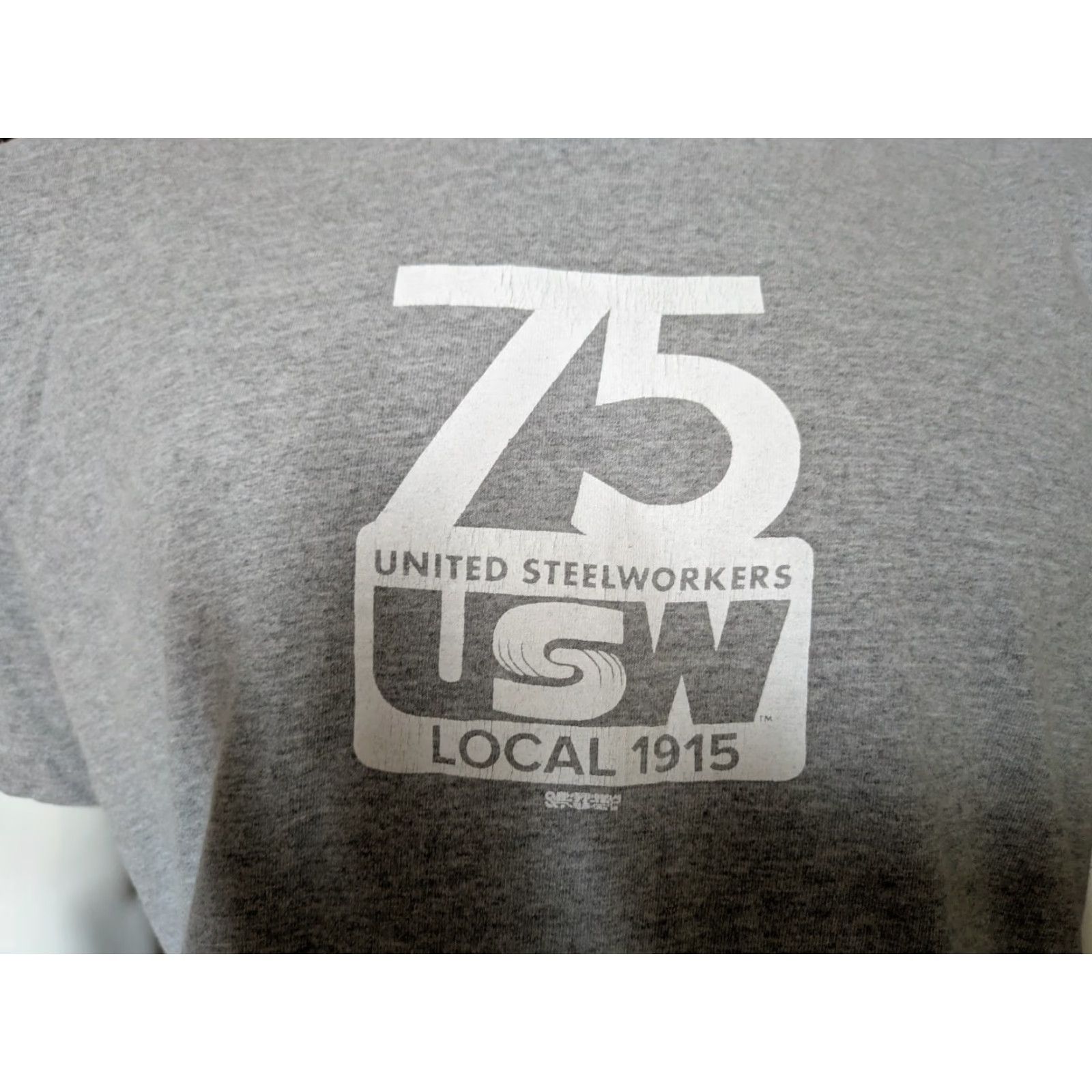 Vintage USW Union Local 1915 Fremont OH 75 Years T Shirt Bayside XL Gray Cotton Blend Short Sleeve Crew Neck Men Union Shirt XL Size US XL / EU 56 / 4 - 2 Thumbnail