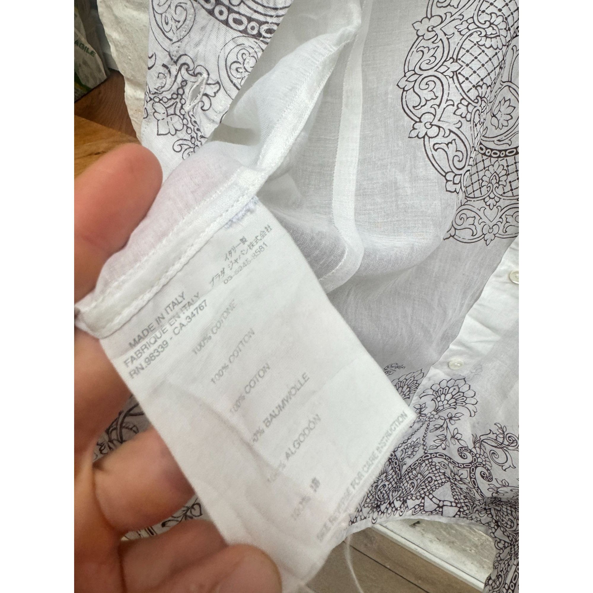 Miu Miu White Paisley Print Shirt Size M / US 6-8 / IT 42-44 - 5 Thumbnail