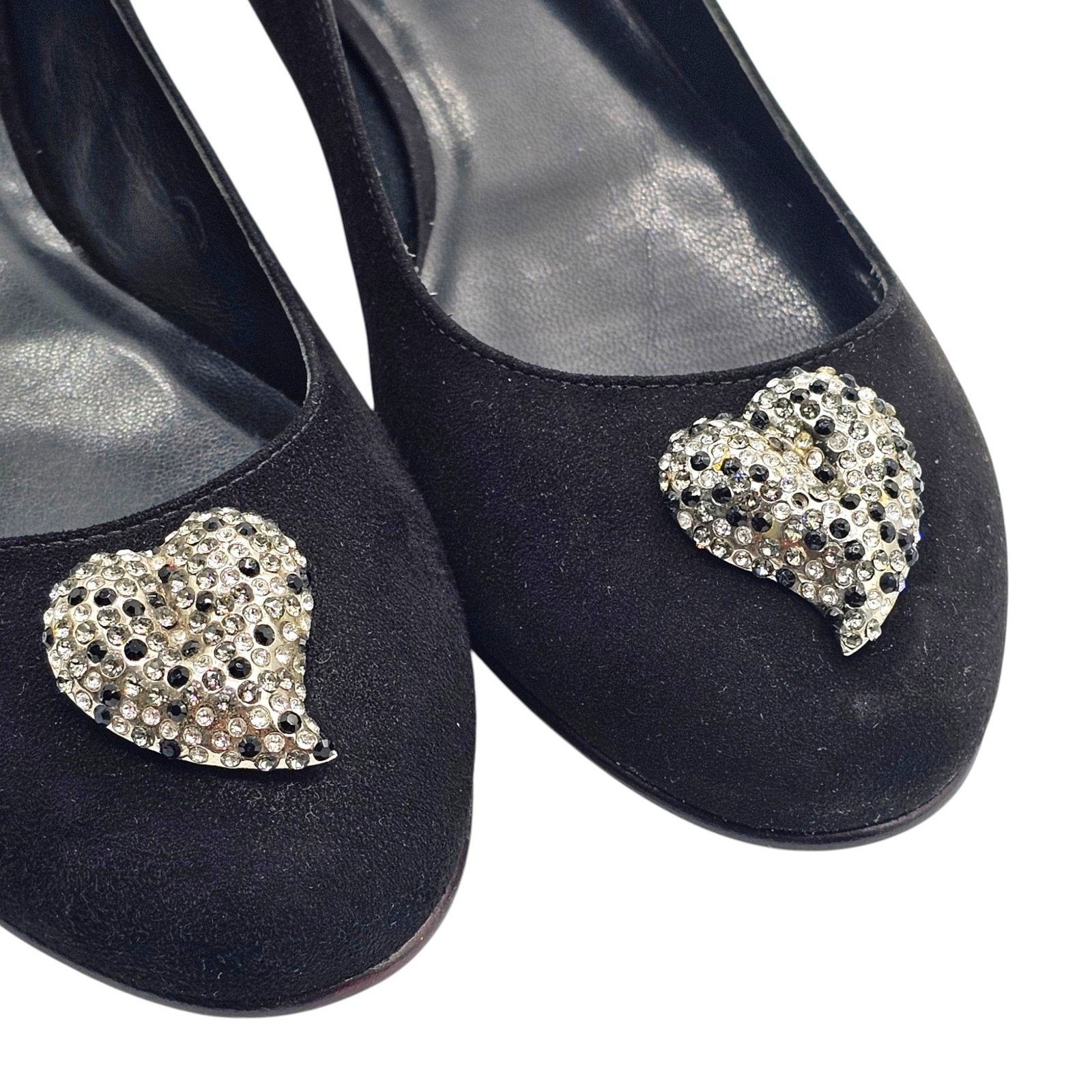 Fendi Ballet Flats Black Suede with Crystal Hearts EU 36 US 6 Size US 6 / IT 36 - 6 Thumbnail