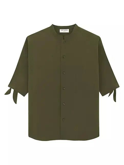 Saint Laurent Paris o1bcso1str1124 Tunic Shirt in Green Size US L / EU 52-54 / 3 - 1 Thumbnail