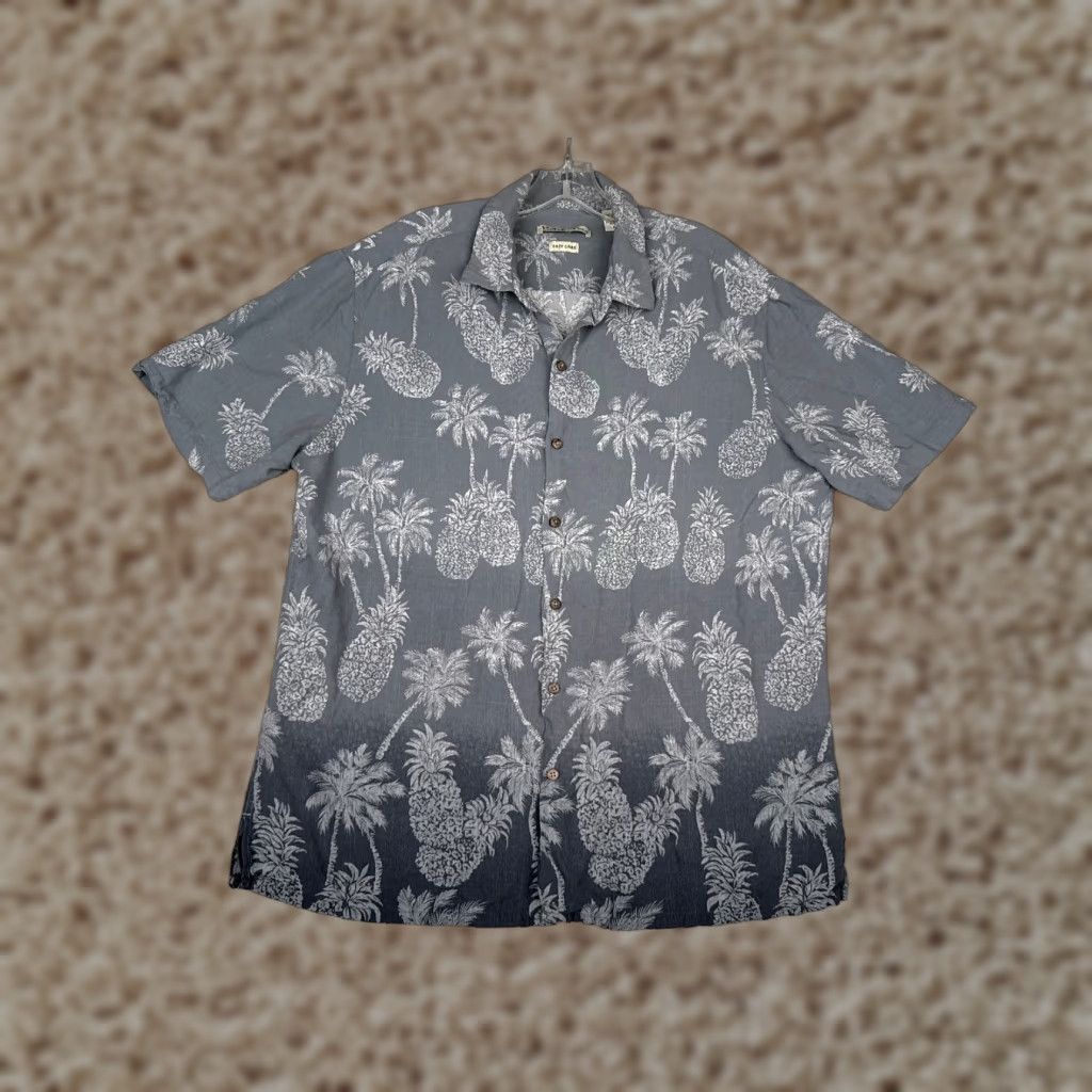Vintage Batik Bay Shirt Men XL Gray Floral Pineapple Hawaiian Button Up Rayon Size US XL / EU 56 / 4 - 1 Thumbnail