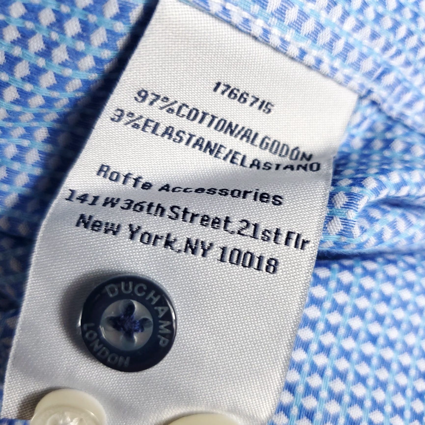 Vintage Duchamp Mens Dress Shirt Blue 17.5 XL Long Sleeve Button Up Collared 100% Cotton Size 46R - 8 Thumbnail