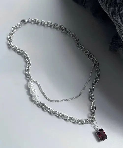Designer × Vintage Vintage ruby and pearl necklace Size ONE SIZE - 4 Thumbnail