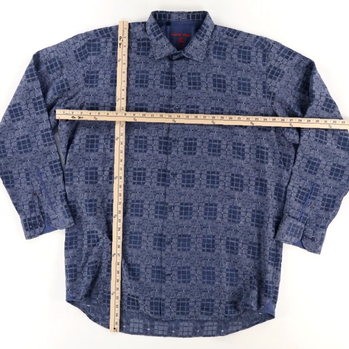 Vintage VINTAGE Visconti Black Cotton Geometric Long Sleeve Button Up Shirt Blue 2XLT Mens Shirt Size US XXL / EU 58 / 5 - 3 Thumbnail
