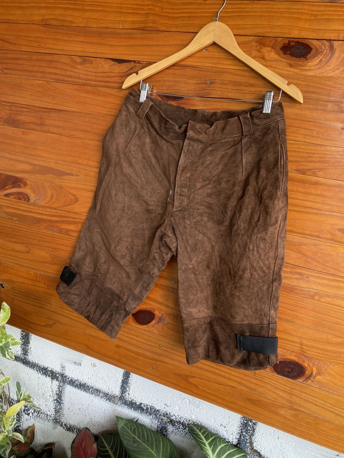 Vintage Scheme Warriors Suede Leather Biker Shorts