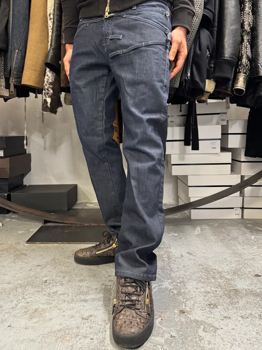 Marithe + Francois Girbaud 2000s Marithé + François Girbaud Navy Brut Denim Jeans Size US 34 / EU 50 - 4 Thumbnail