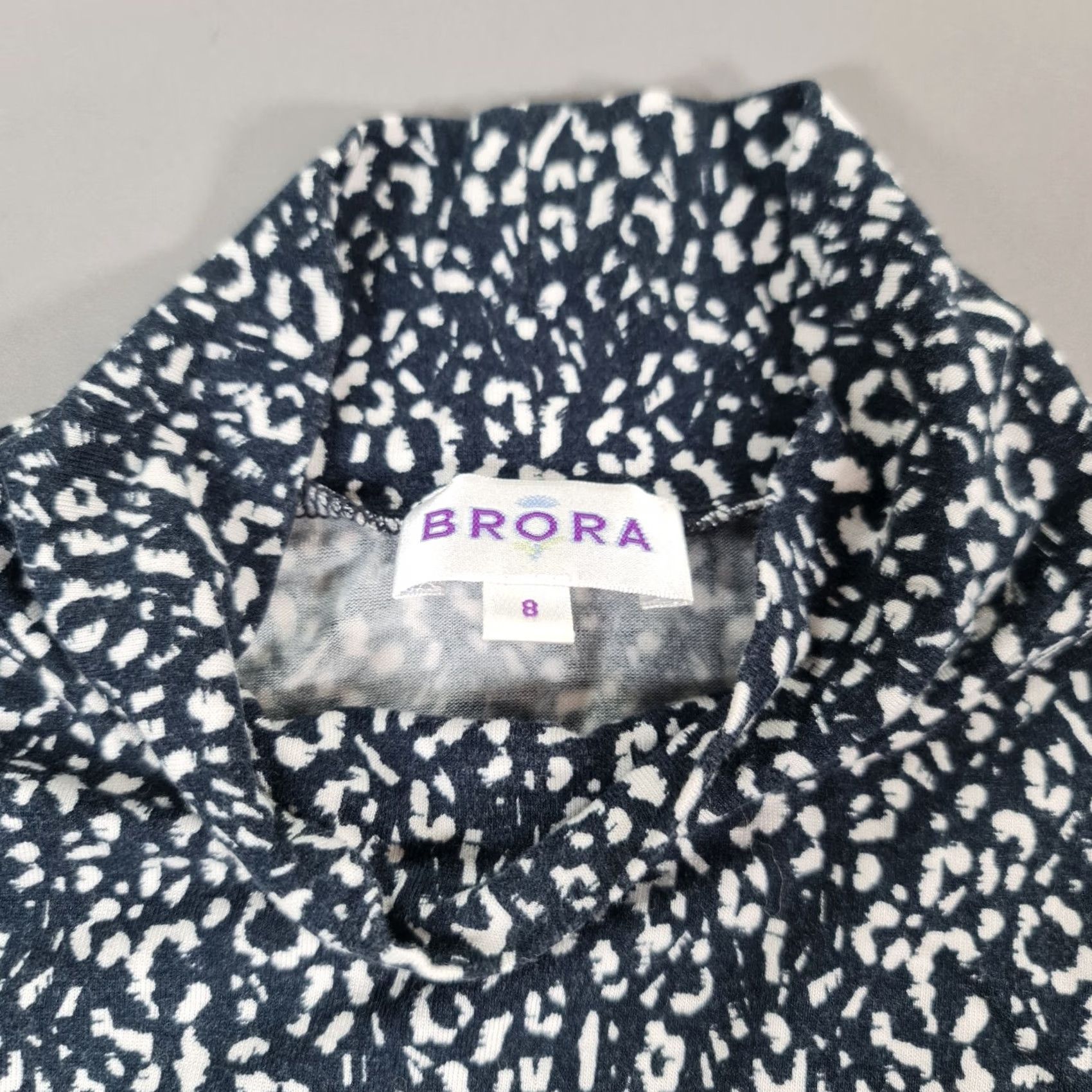 Vintage Brora T-Shirt Womens Blue 8 UK Long Sleeves Animal Print Top High Neck Stretch Size M / US 6-8 / IT 42-44 - 3 Thumbnail