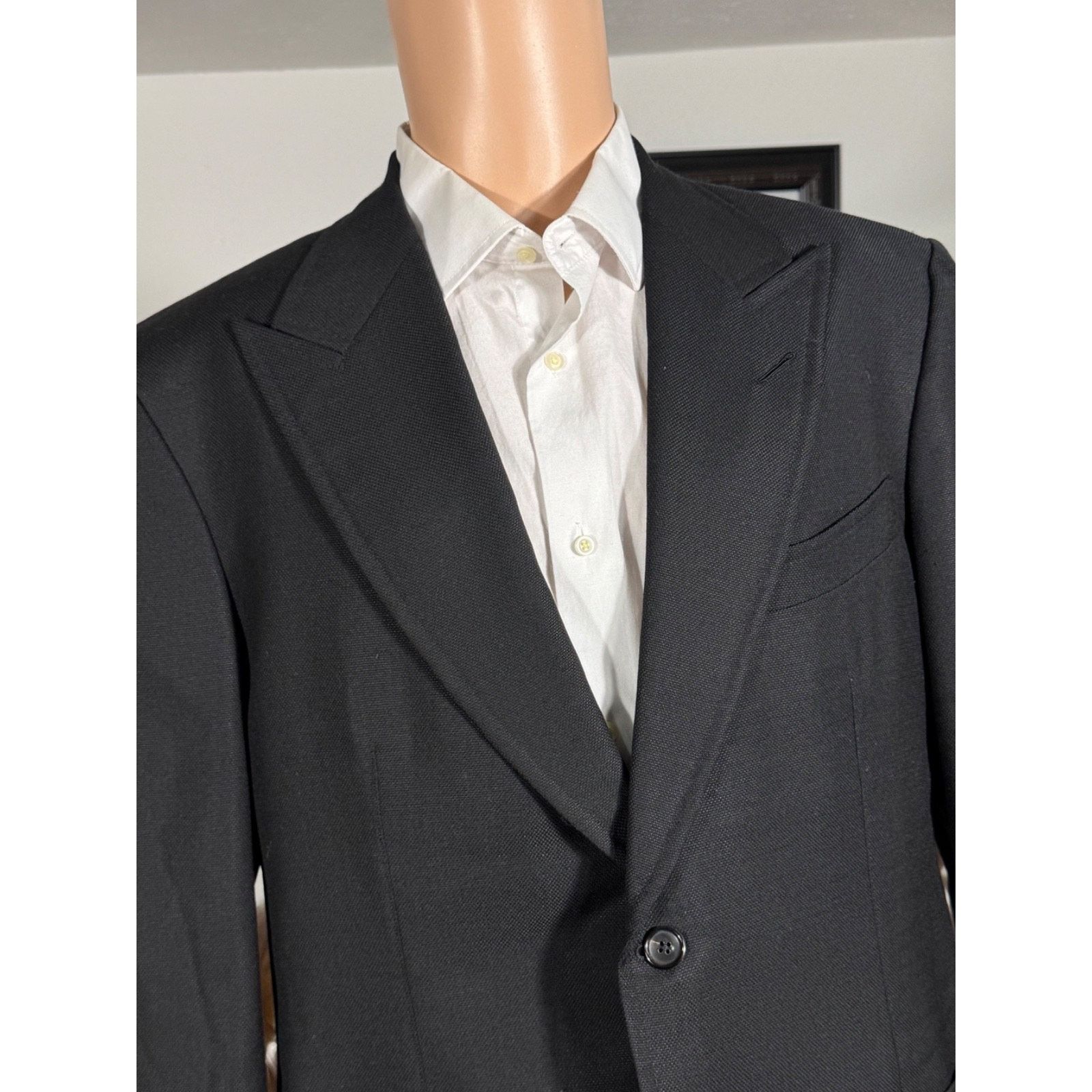 Tom Ford Tom Ford Black Mohair Silk Peak Lapel Textured Blazer 44R Size 44R - 3 Thumbnail