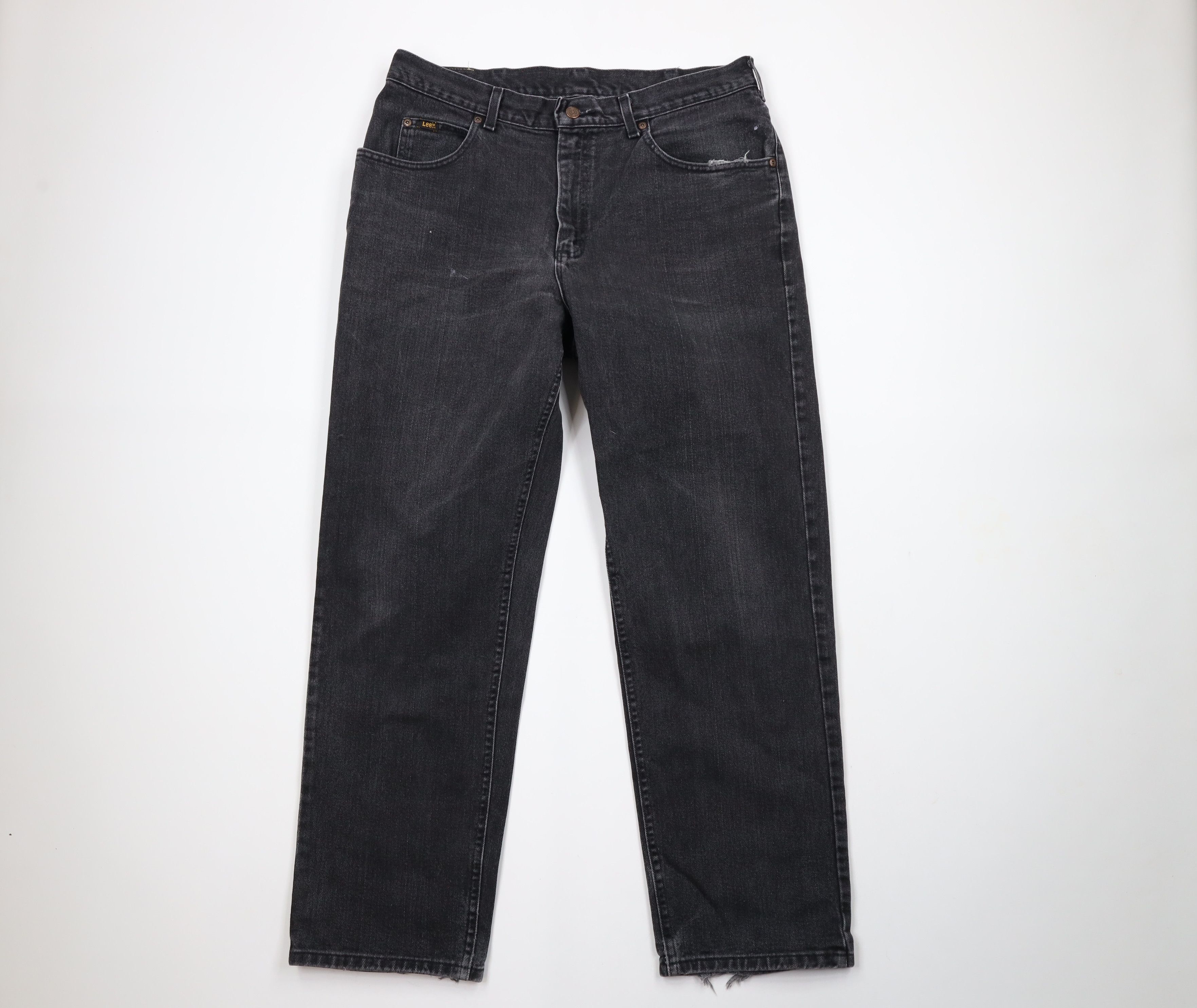 Lee × Vintage Vintage 90s Lee Straight Leg Denim Jeans Black Cotton Size US 34 / EU 50 - 1 Thumbnail
