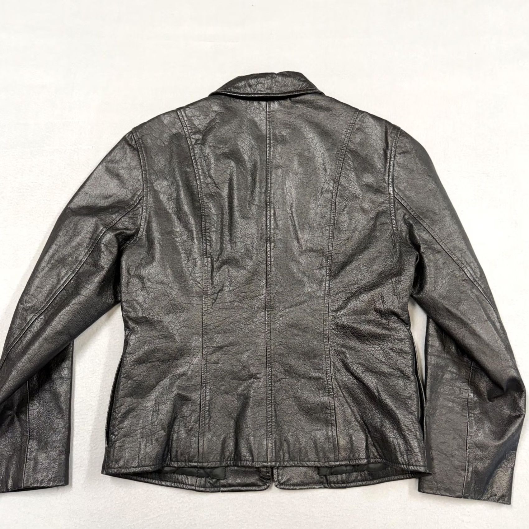 J.Crew J.Crew Jacket Womens Medium Black Leather Full Zip Collared Short Lined Size 32" / US 10 / IT 46 - 5 Thumbnail