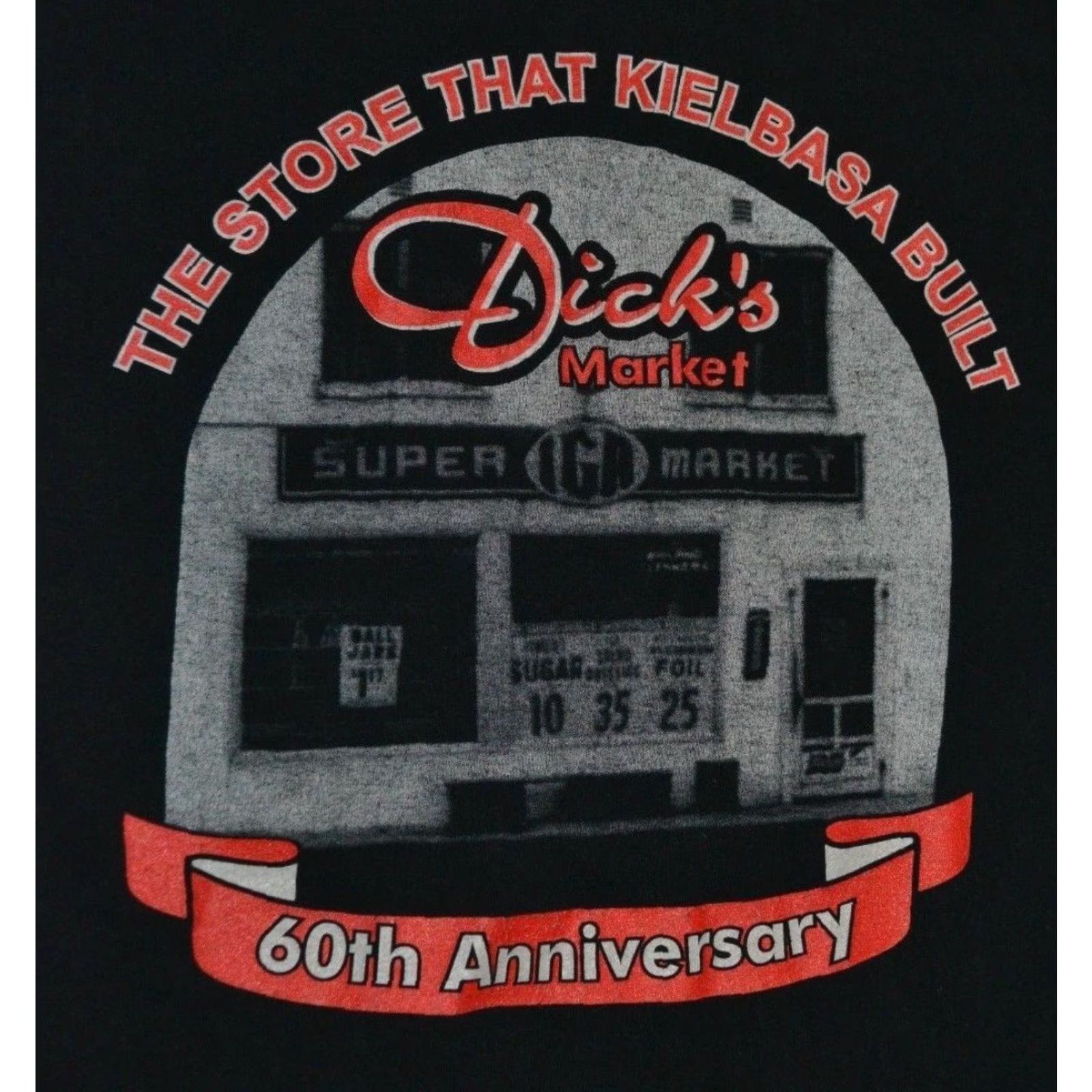 Gildan Dicks Market 60th Anniversary T Shirt Kielbasa Built Dorr MI Men L Black 100% Cotton Gildan Graphic Tee Short Sleeve Shirt Size US L / EU 52-54 / 3 - 2 Thumbnail