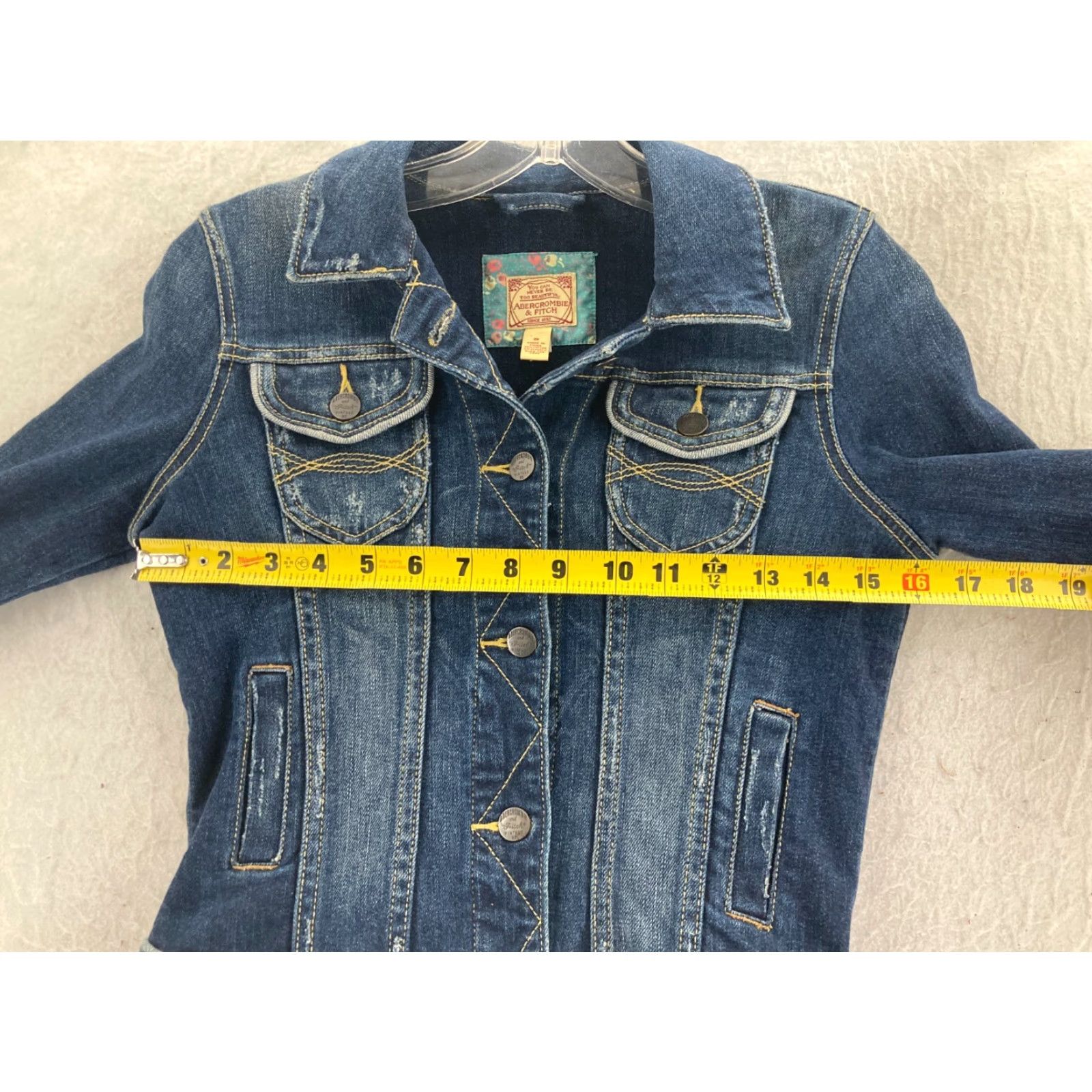 Abercrombie & Fitch Abercrombie & Fitch Denim Trucker Jacket Womens Small Long Sleeve Blue Cotton Size S / US 4 / IT 40 - 6 Thumbnail