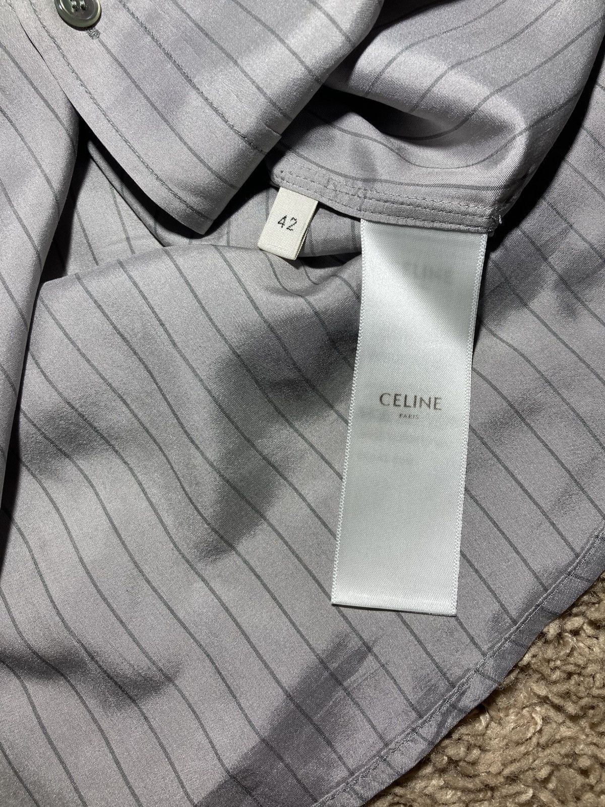 Celine AW23 Celine Silk Striped Carnaby Shirt 43 Button Hedi 2023 Size US XL / EU 56 / 4 - 7 Thumbnail