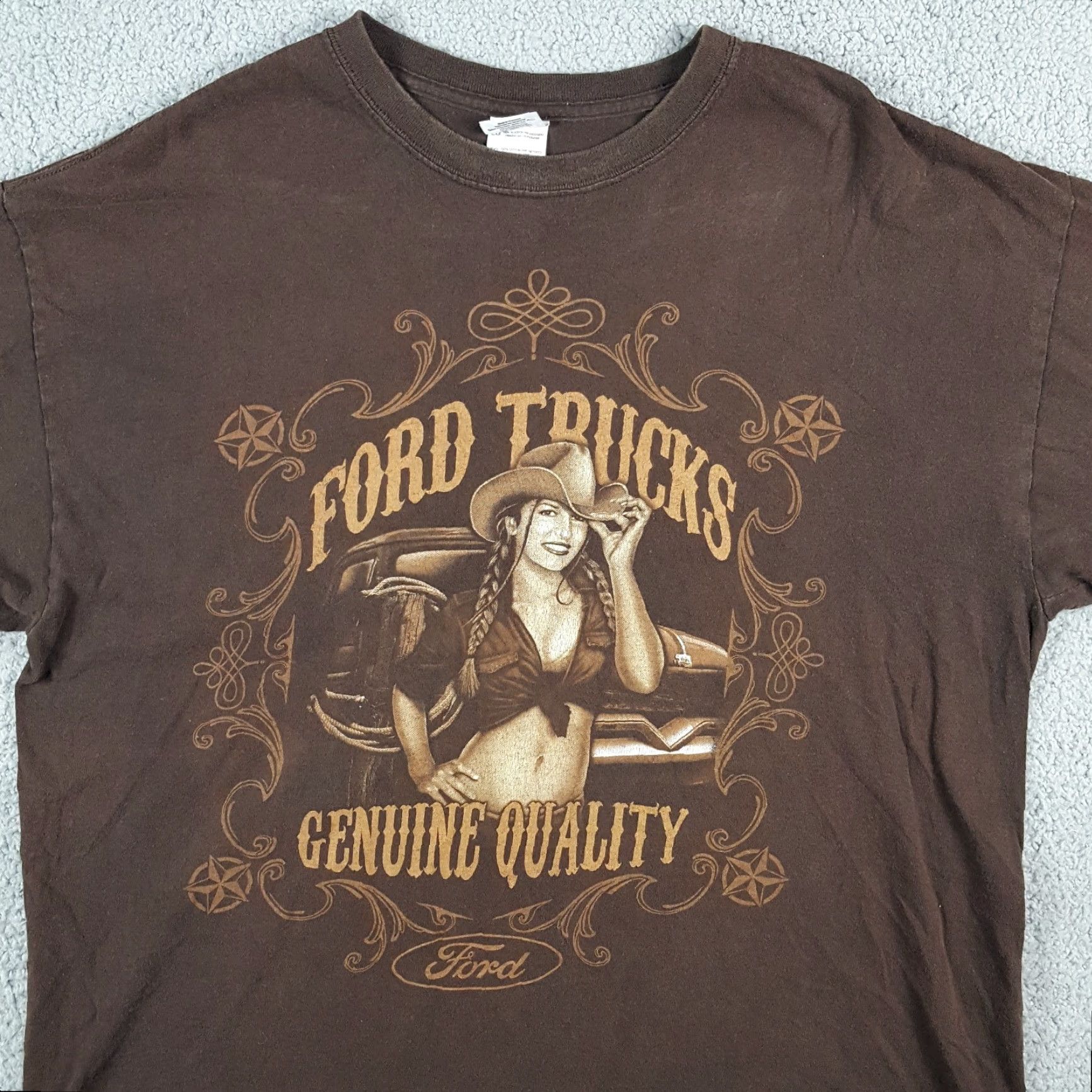 Ford VINTAGE Ford Trucks Cowgirl T-Shirt Men's XL Brown Faded 90s Y2K Racing Retro Trucker Size US XL / EU 56 / 4 - 2 Thumbnail