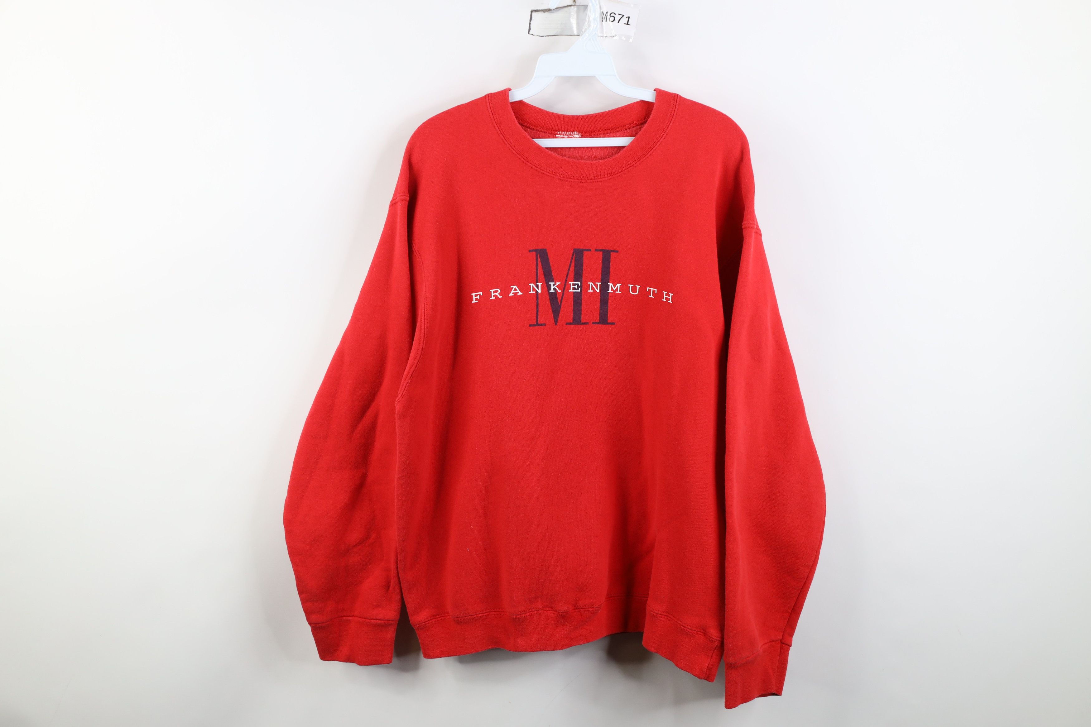 Vintage Vintage 90s Streetwear Frankenmuth Michigan Sweatshirt Red Size L / US 10 / IT 46 - 1 Thumbnail