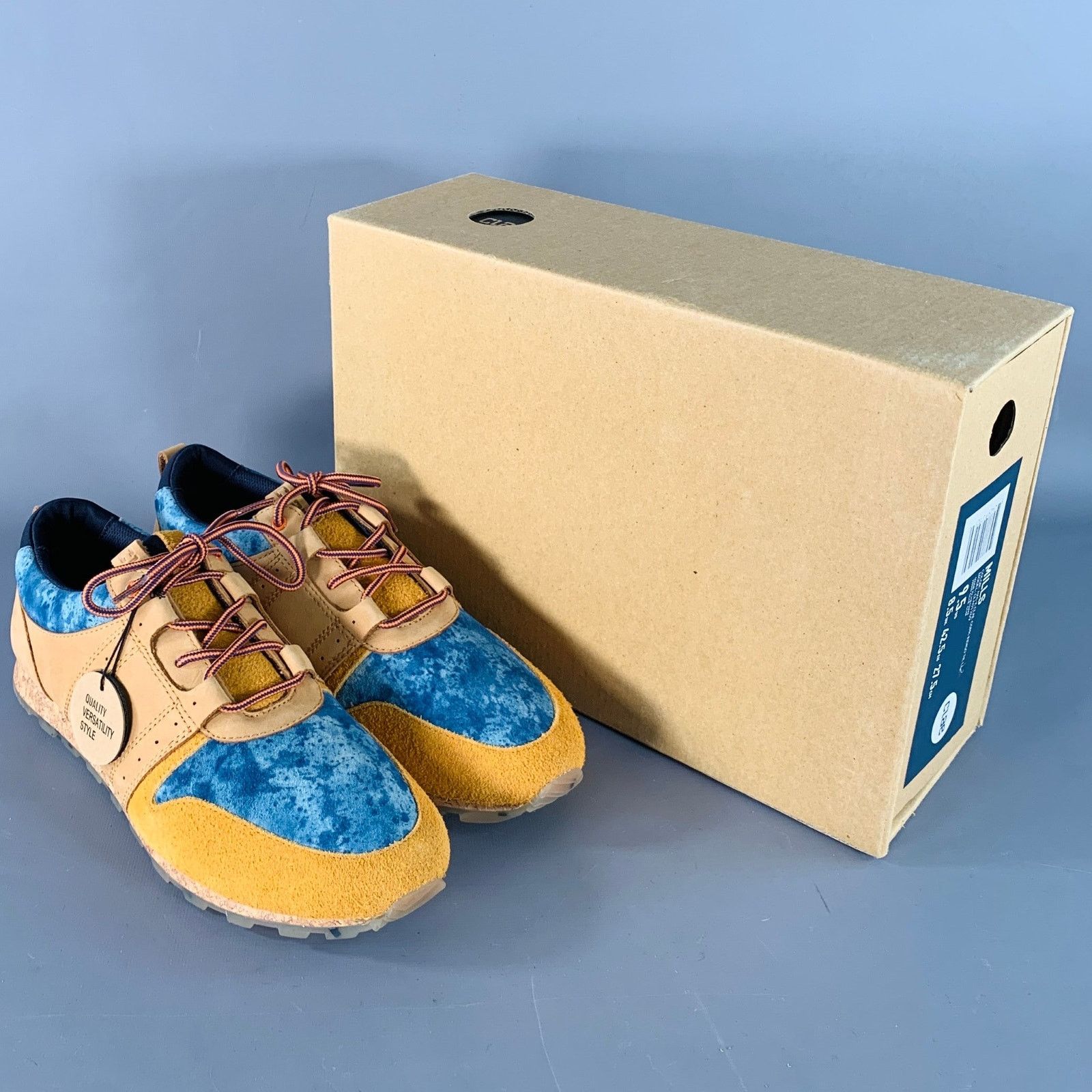 CLAE Mills Tan Blue Leather Marbled Color Block Lace-Up Sneakers Size US 9.5 / EU 42-43 - 9 Thumbnail