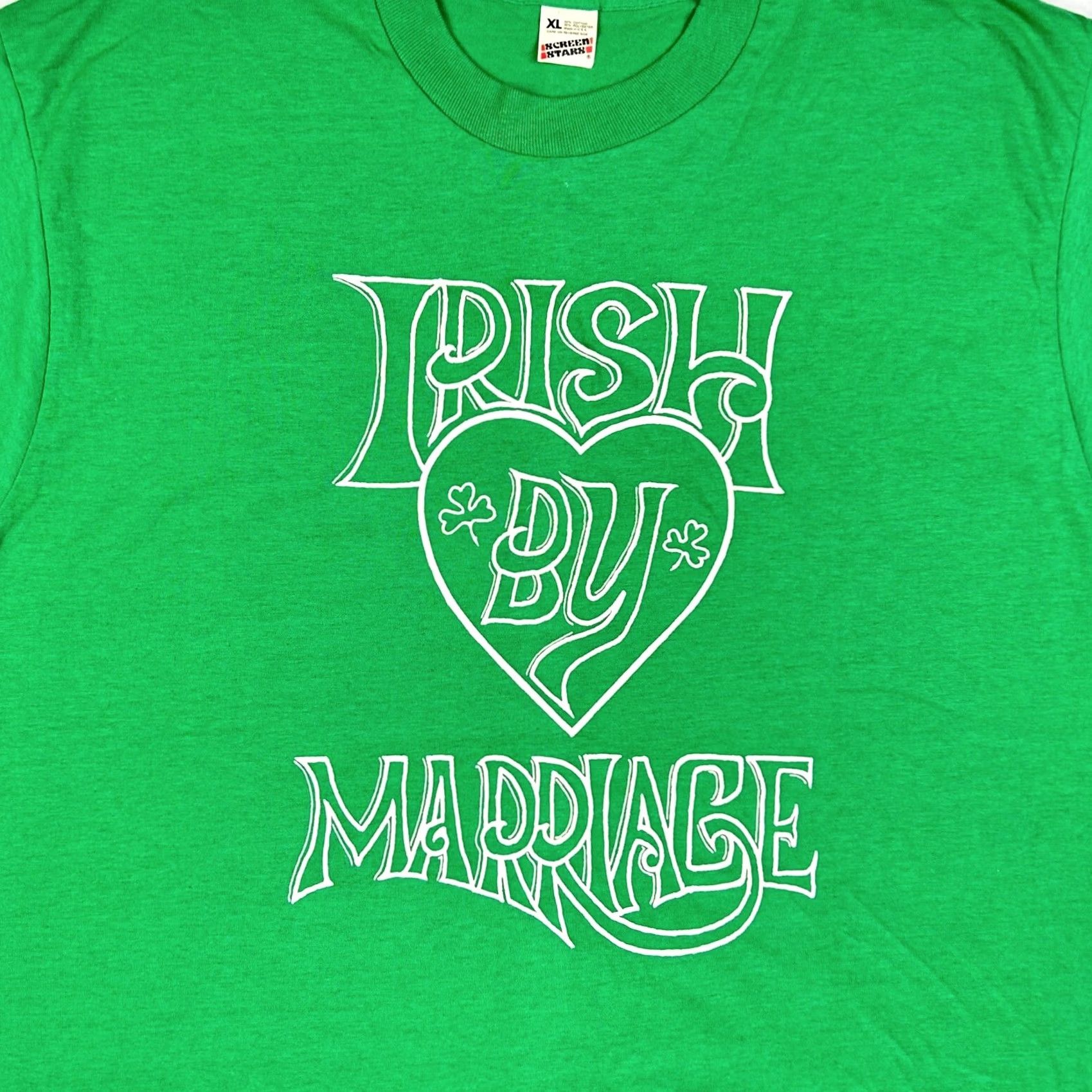 Vintage VINTAGE Irish by Marriage T-Shirt L Men's Green 80s St. Patrick’s Day Screen Stars Short Sleeve Cotton Blend Shirt Mens Size US L / EU 52-54 / 3 - 2 Thumbnail
