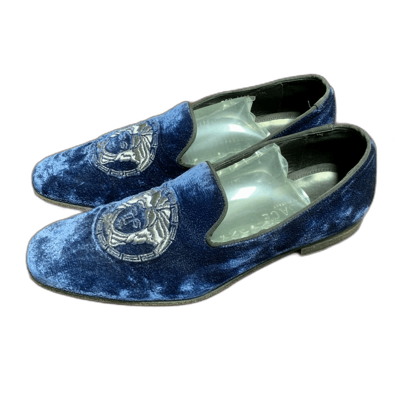 Versace Versace Blue Velvet Slip-On Shoes Size 42.5 Size US 10 / IT 40 - 1 Thumbnail