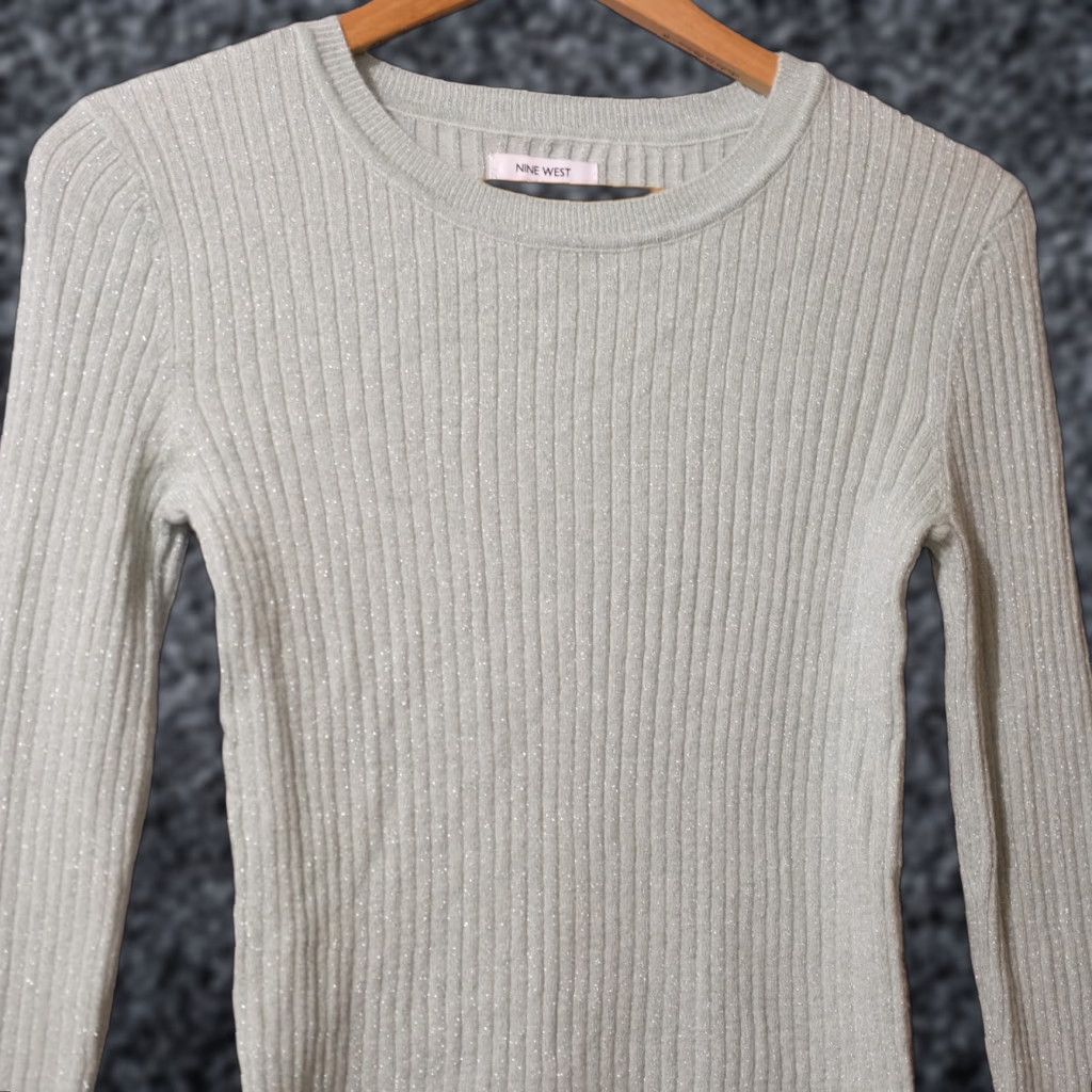 Nine West Nine West Sweater Crew Neck Ribbed Knit Metallic Mint Color Womens S #A2-36 Size S / US 4 / IT 40 - 1 Thumbnail