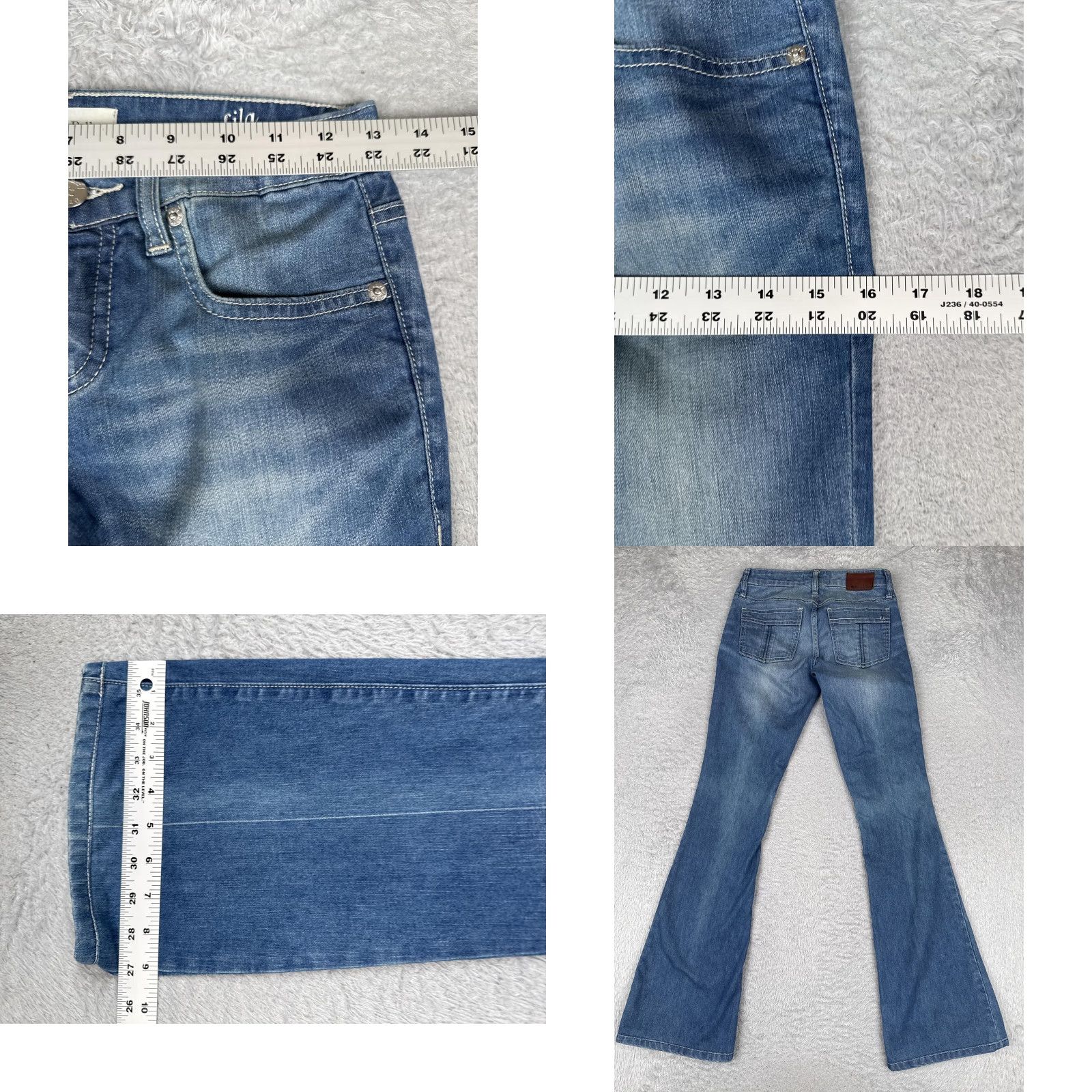 Denime Henry & Belle Lila Jeans Women 24 Flared Denim Blue 90s City Stretch Pockets 5-Pocket Regular Rise Low Rise 24x33 Vintage No Size 42" / US 20 - 9 Thumbnail