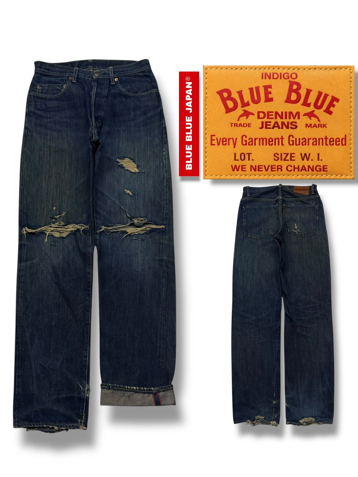 Blue Blue Japan Vintage Blue Blue Japan Selvedge Denim Jeans | W29 Size US 29 - 1 Thumbnail