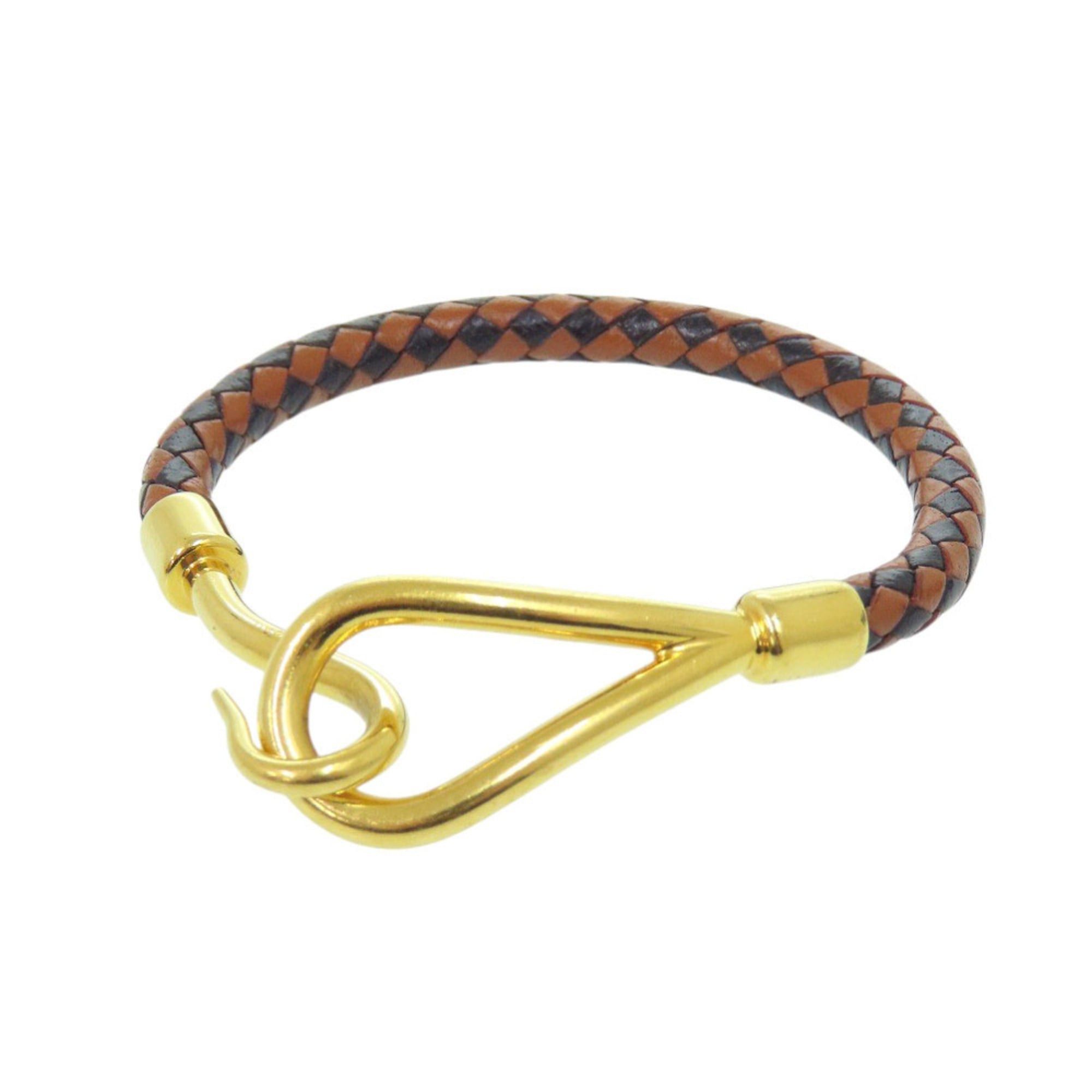 Hermes Like New Hermes Jumbo Bracelet Leather Metal Brown Black 1599HERMES Size ONE SIZE - 1 Thumbnail