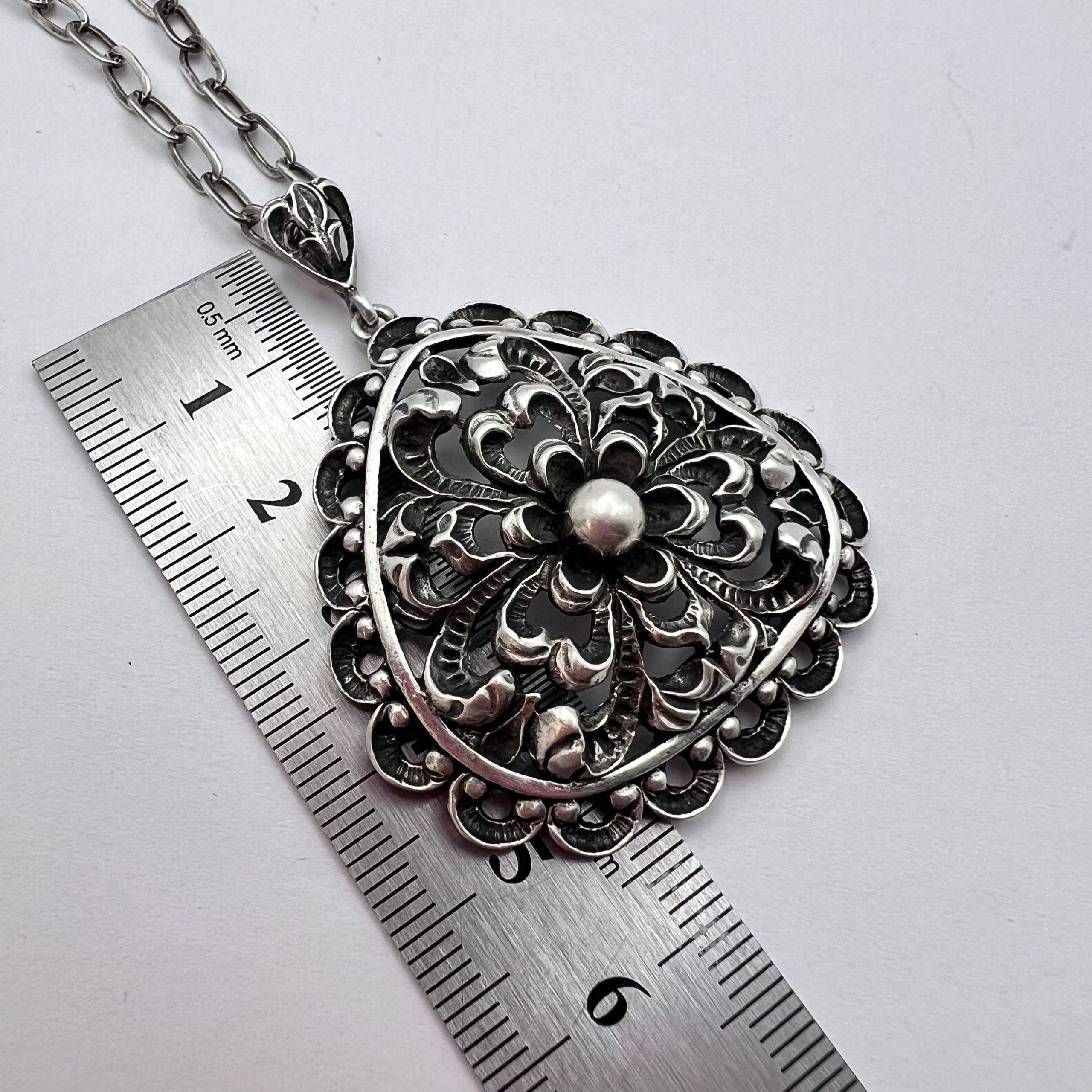 Vintage Vintage German 835 Silver Filigree Pendant with Chain 21.2g Size ONE SIZE - 6 Thumbnail