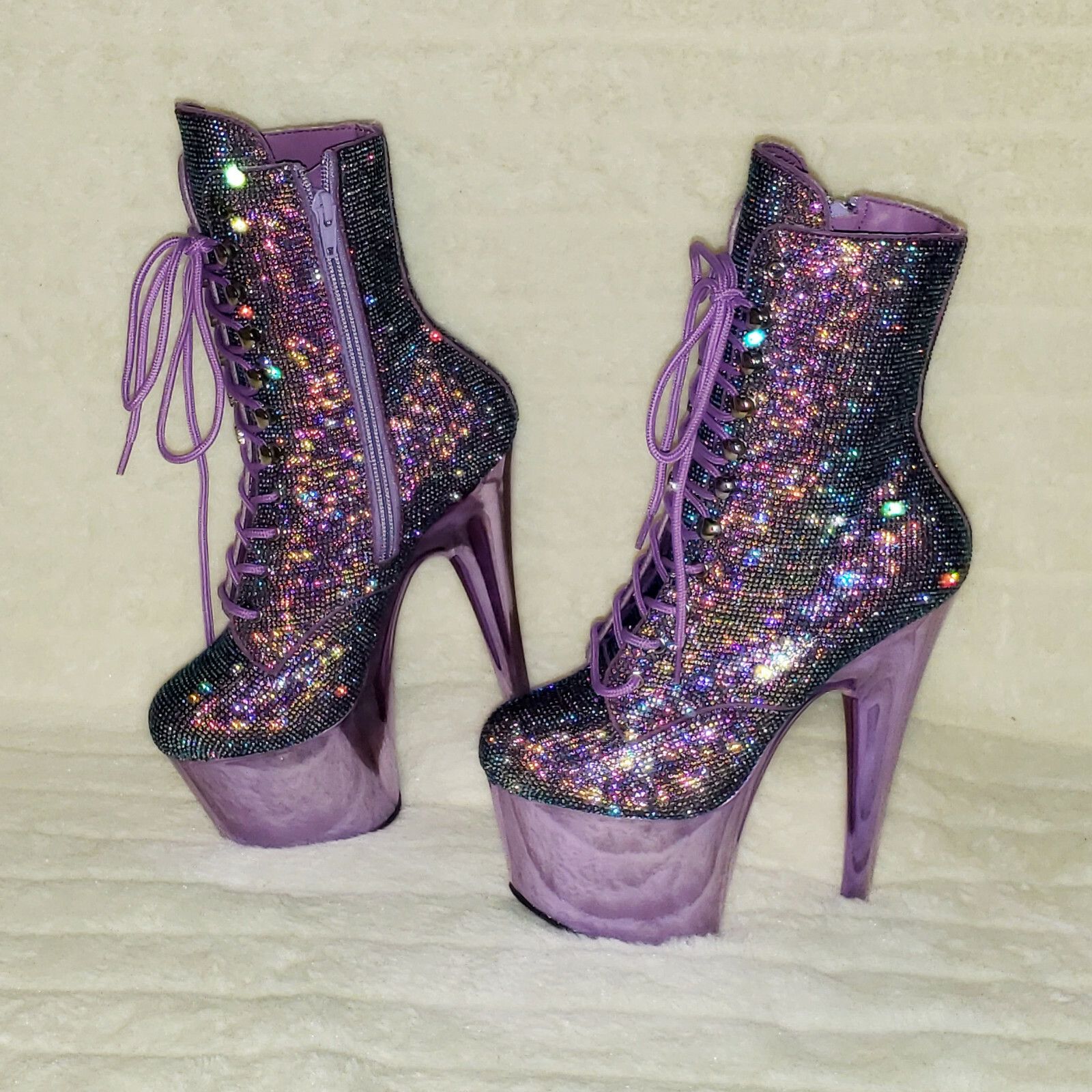Other Adore 1020CHRS Bejeweled Purple Rhinestone 7" High Heel Plat Size US 11 / IT 41 - 1 Thumbnail