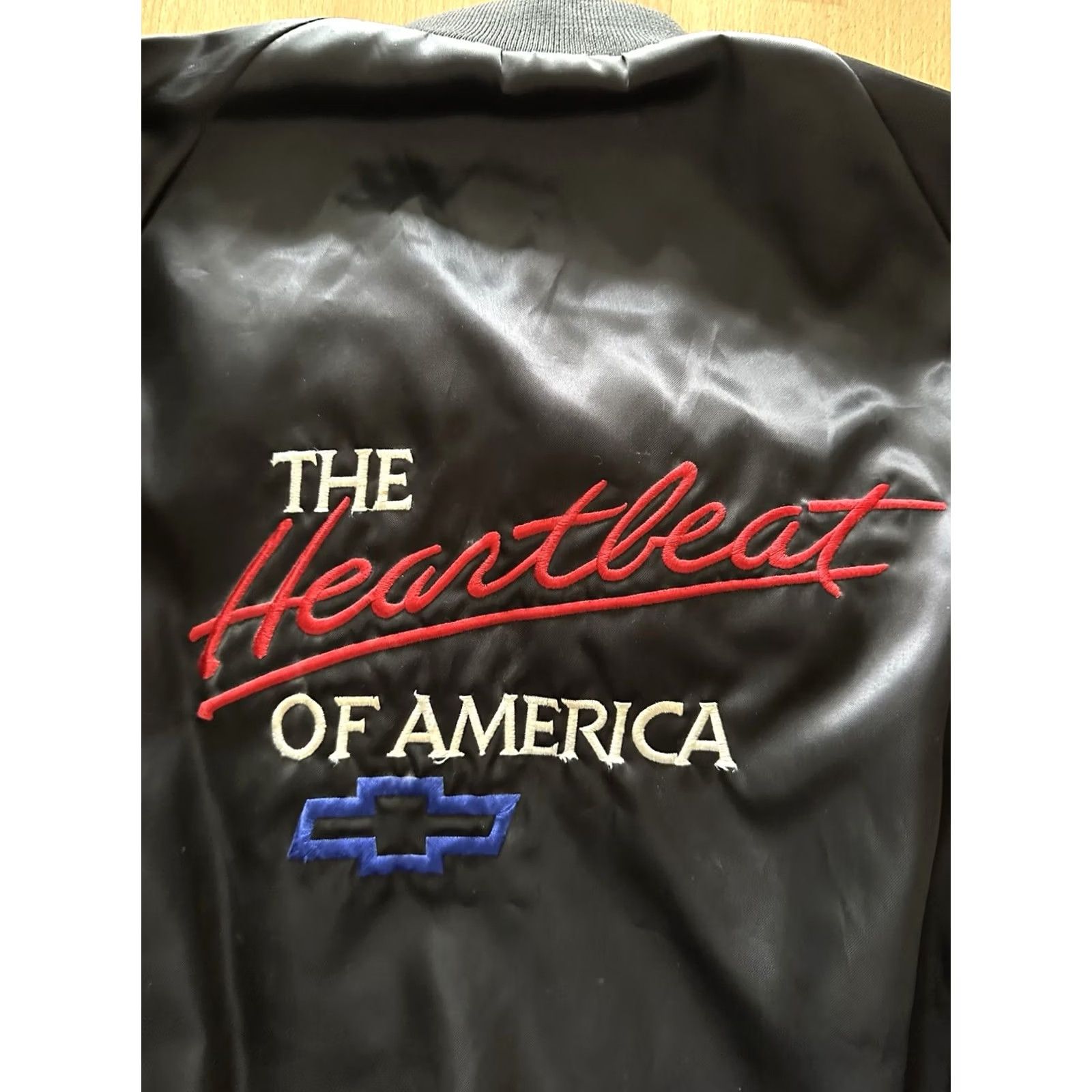 Vintage VINTAGE West Ark Jacket Bomber 80s The Heartbeat Of America Black Satin Nylon Zip Embroidered Logo Mens Medium Size US M / EU 48-50 / 2 - 2 Thumbnail