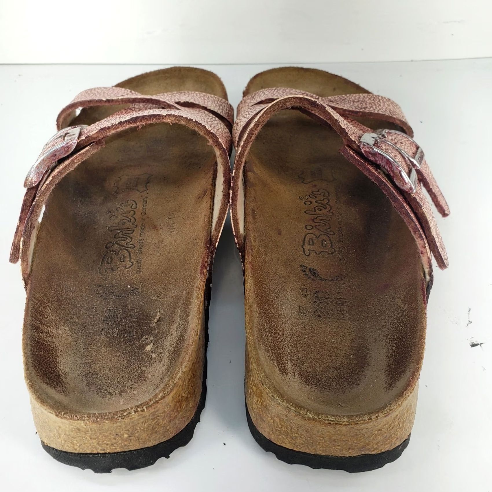 Birkenstock Birki's Birkenstock Tahiti Two Strap Slip On Slides Sandals Pink 6 Women Leather Upper Rubber Outsole Bohemian Vintage: No Size US 6 / IT 36 - 6 Thumbnail