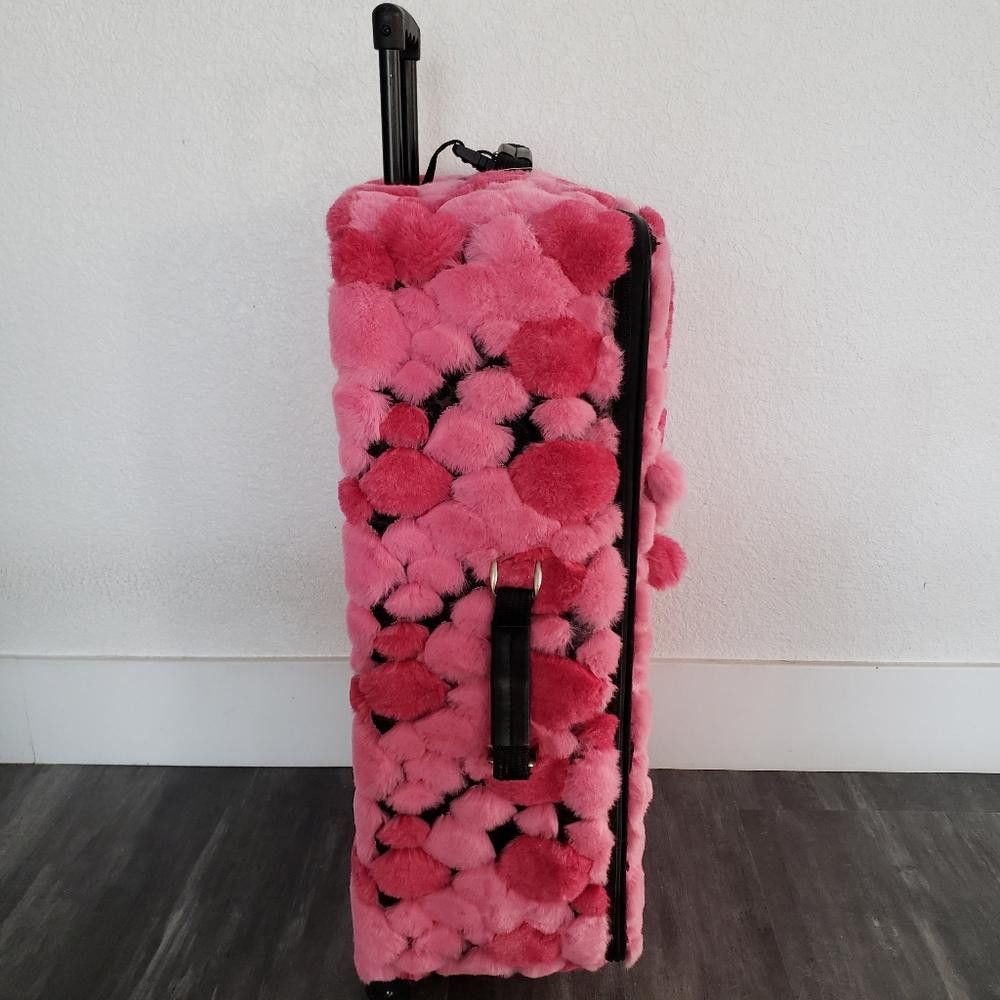 Designer Pink Faith Knight Faux Fur Poofball Luggage Size ONE SIZE - 3 Thumbnail