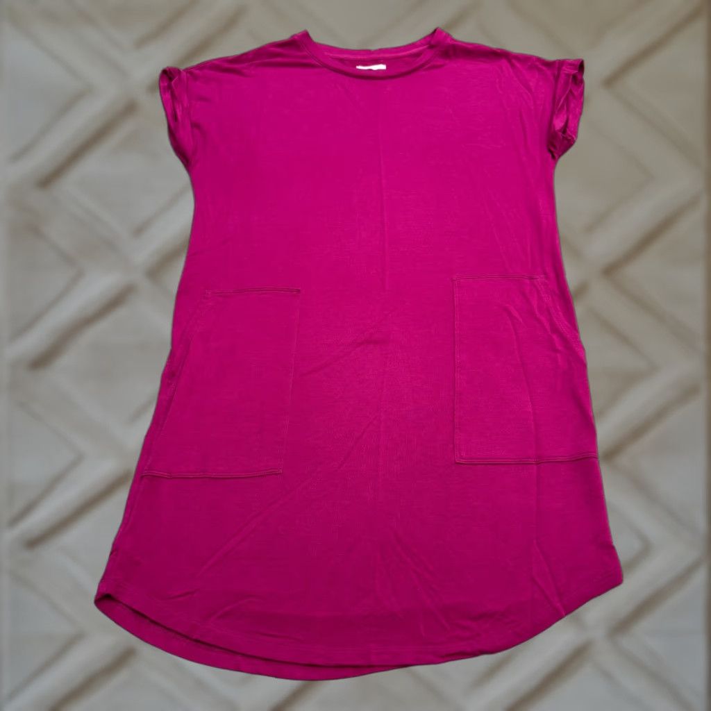 Lou & Grey Lou & Grey T-Shirt Dress Womens Small Magenta Short Sleeve Pockets Knit Casual Everyday 90s? Classic Cabana Pink Brand: Lou & Grey Size S / US 4 / IT 40 - 1 Thumbnail