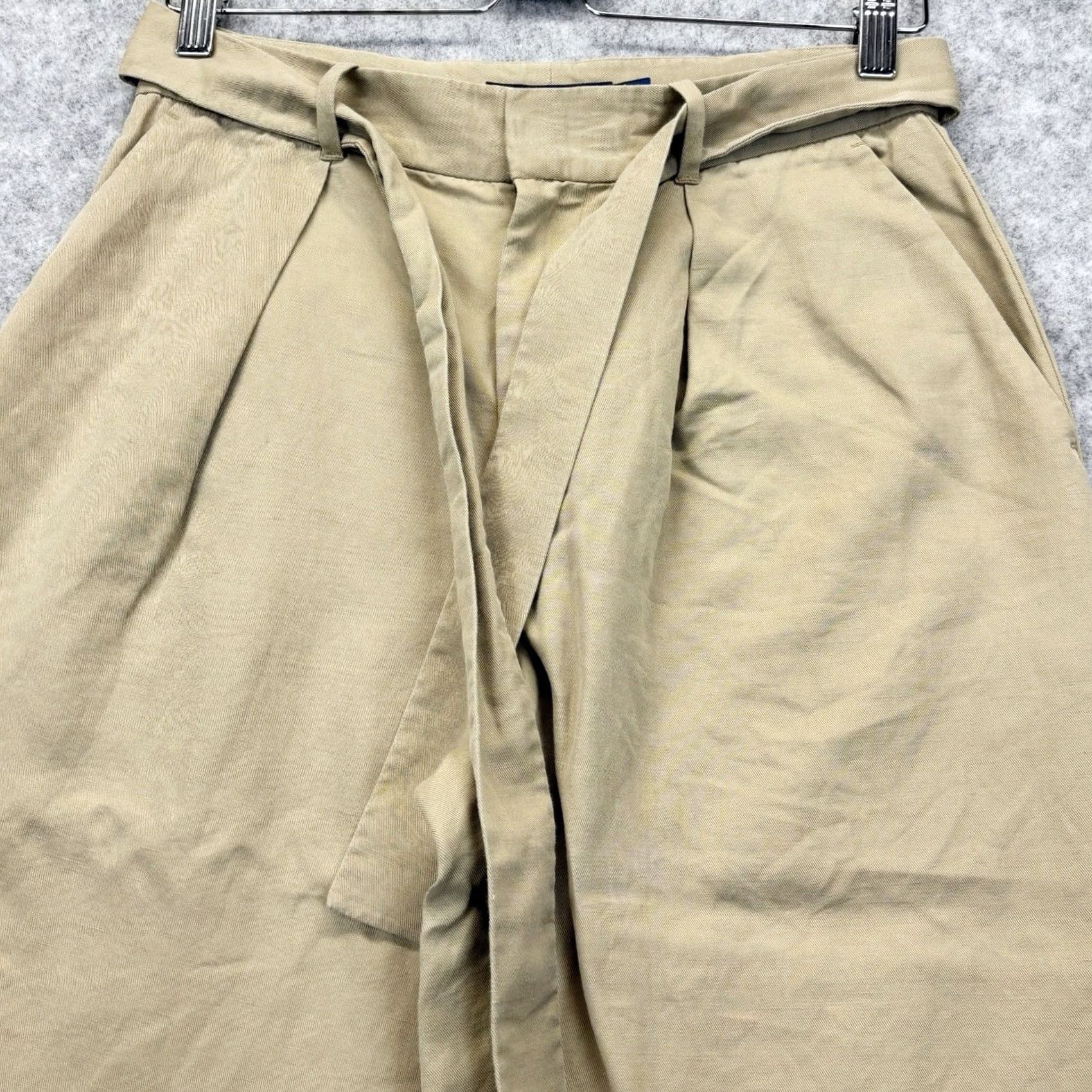 Polo Ralph Lauren VINTAGE Polo Ralph Lauren Cropped Linen Cotton Blend Trouser Khaki Women W28 UK8 Size 30" / US 8 / IT 44 - 3 Thumbnail
